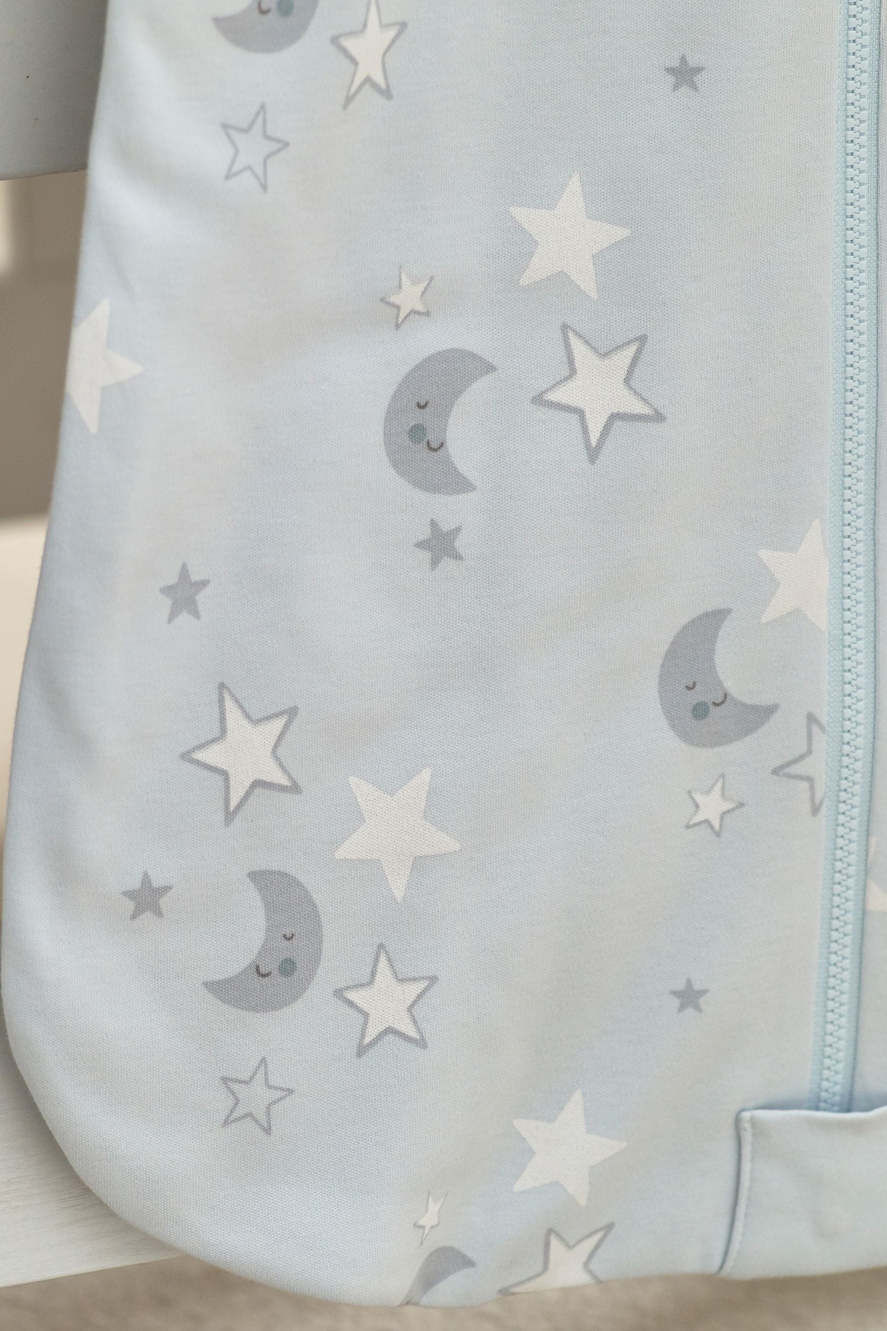 Blue Moon & Stars Baby 100% Cotton Long Sleeve 2 Tog Sleep Bag