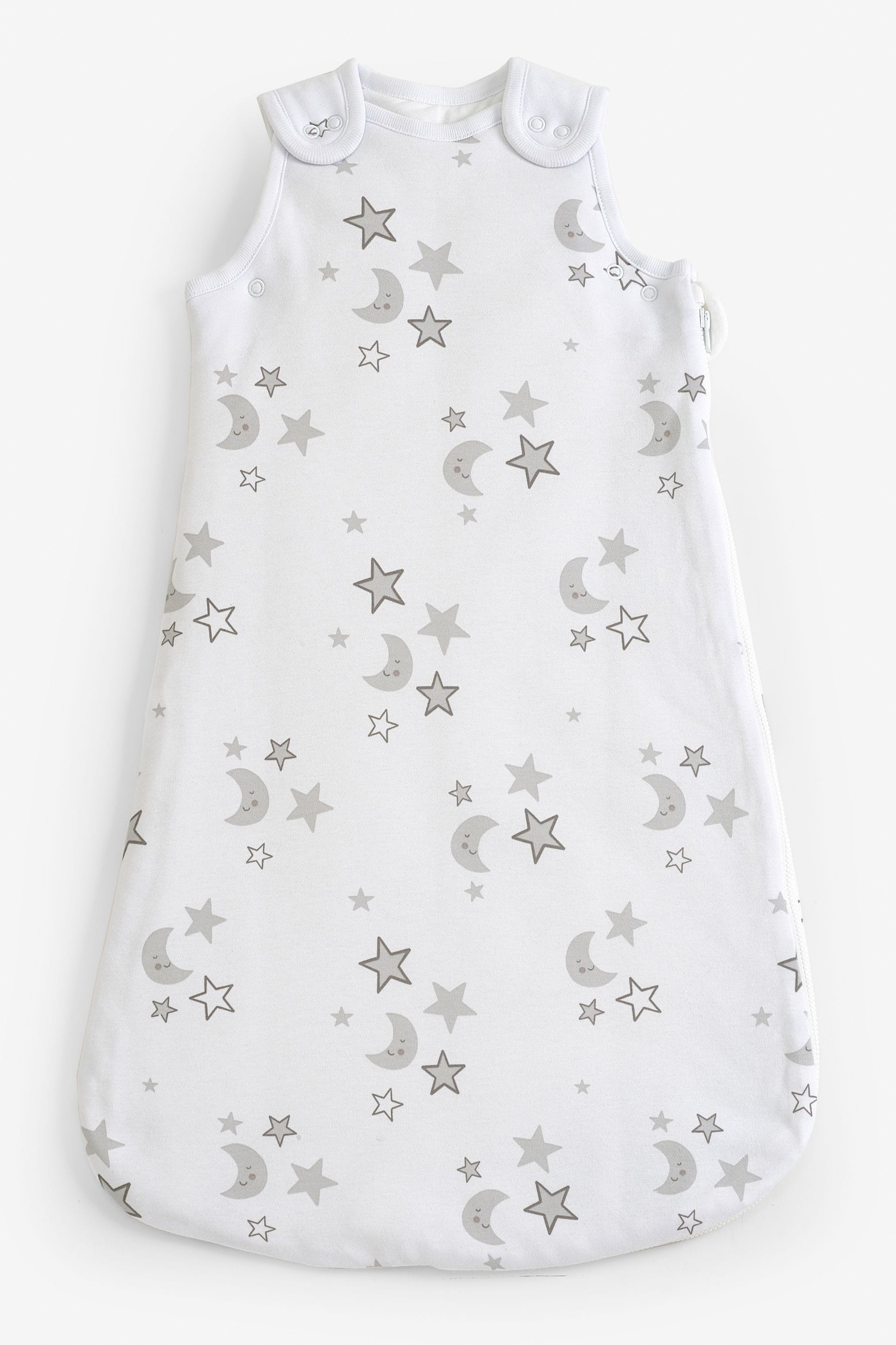 Grey Moon & Stars Baby 100% Cotton 2.5 Tog Sleep Bag