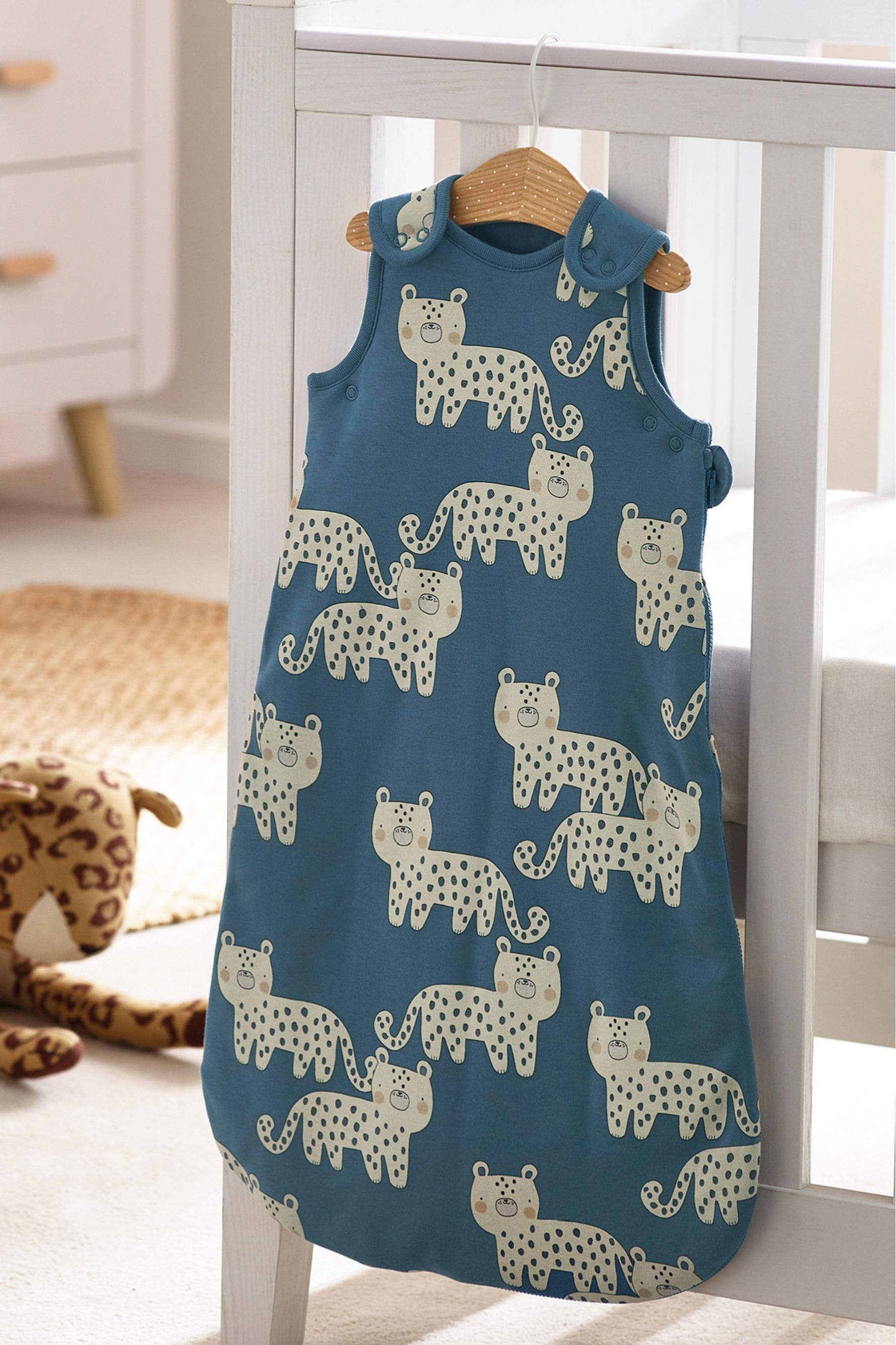 Blue Leopard Baby 100% Cotton 2 Tog Sleep Bag