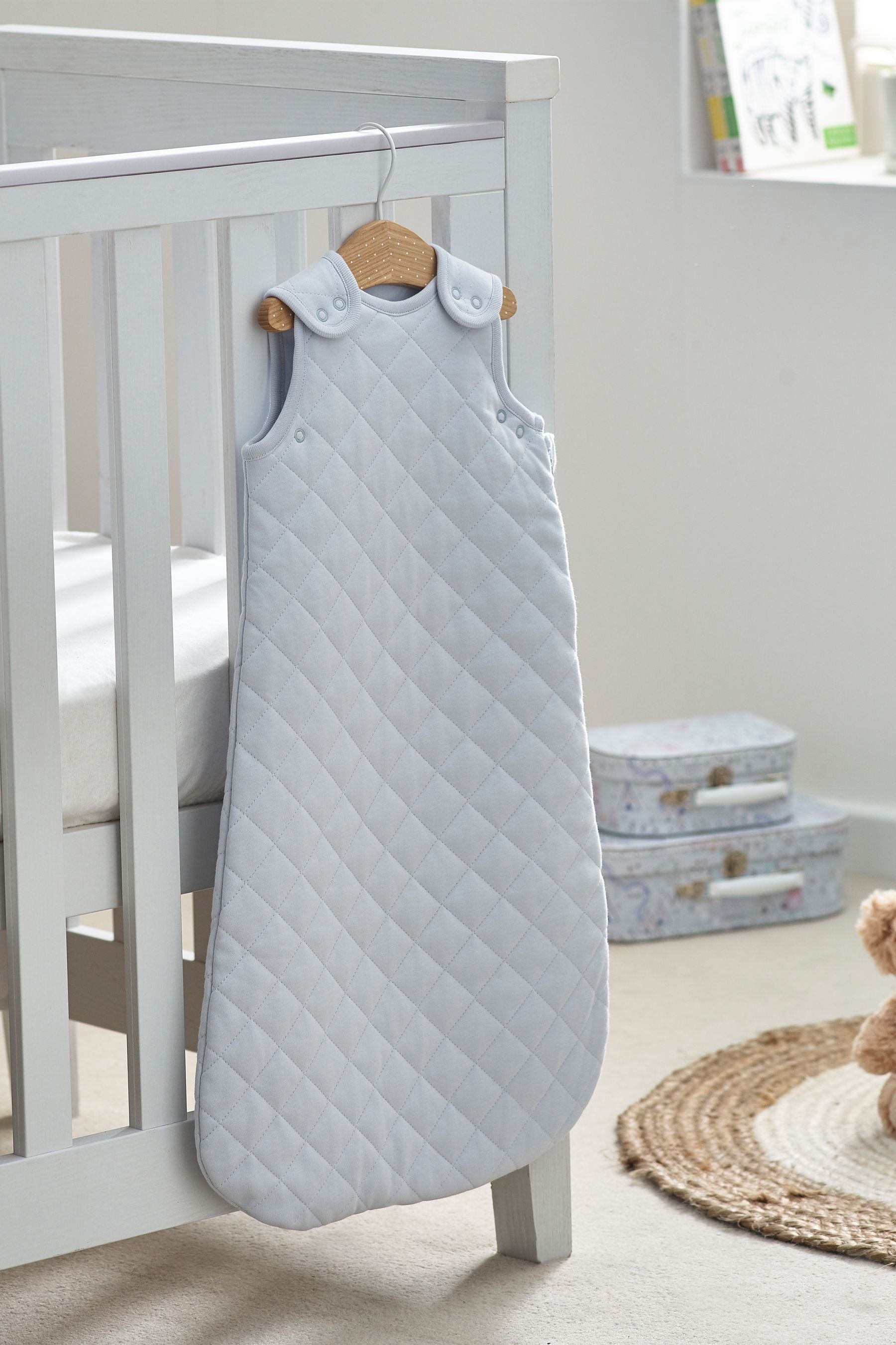 Blue Quilted Baby 2.5 Tog 100% Cotton Sleep Bag