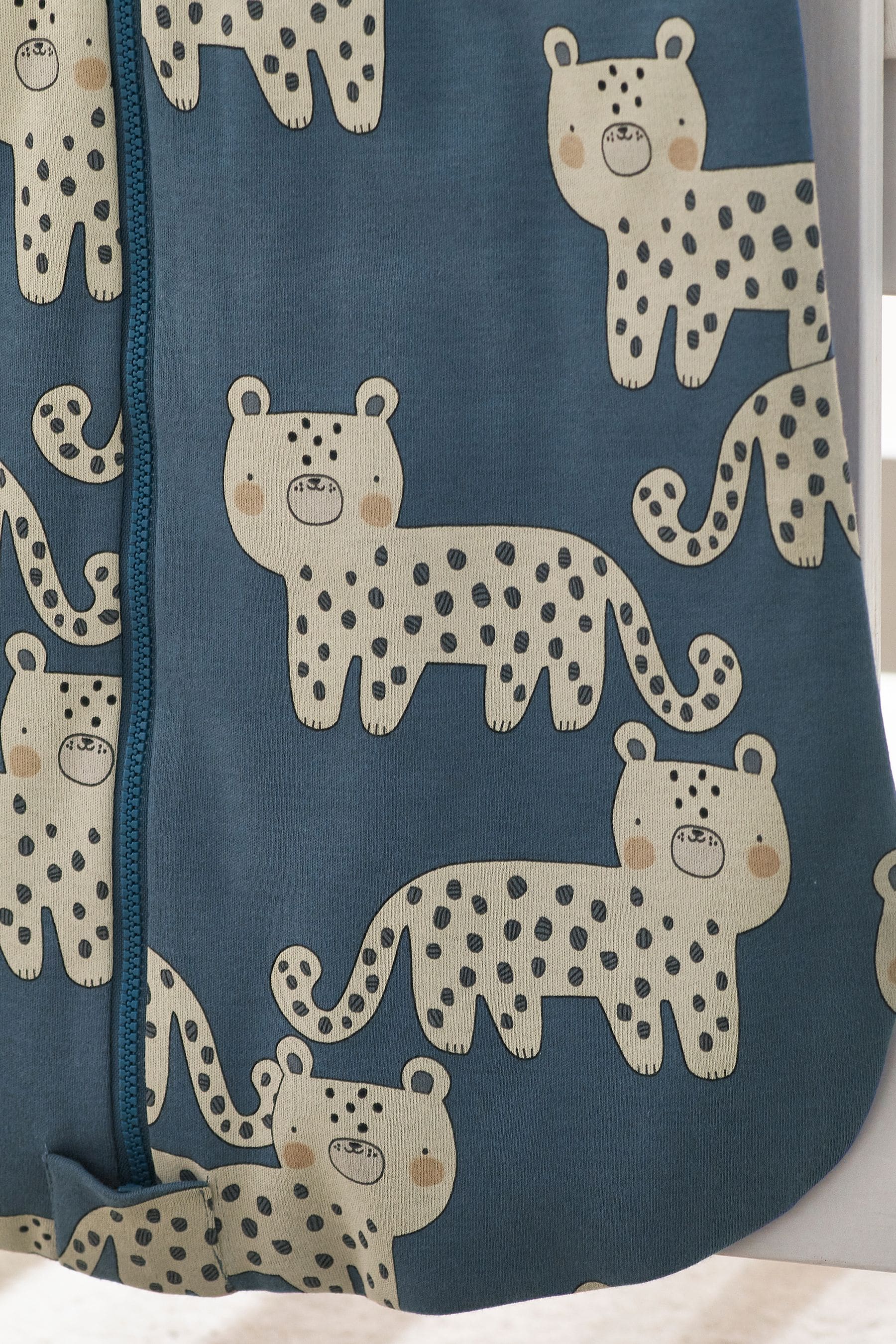 Blue Leopard Baby 100% Cotton Long Sleeve 2 Tog Sleep Bag