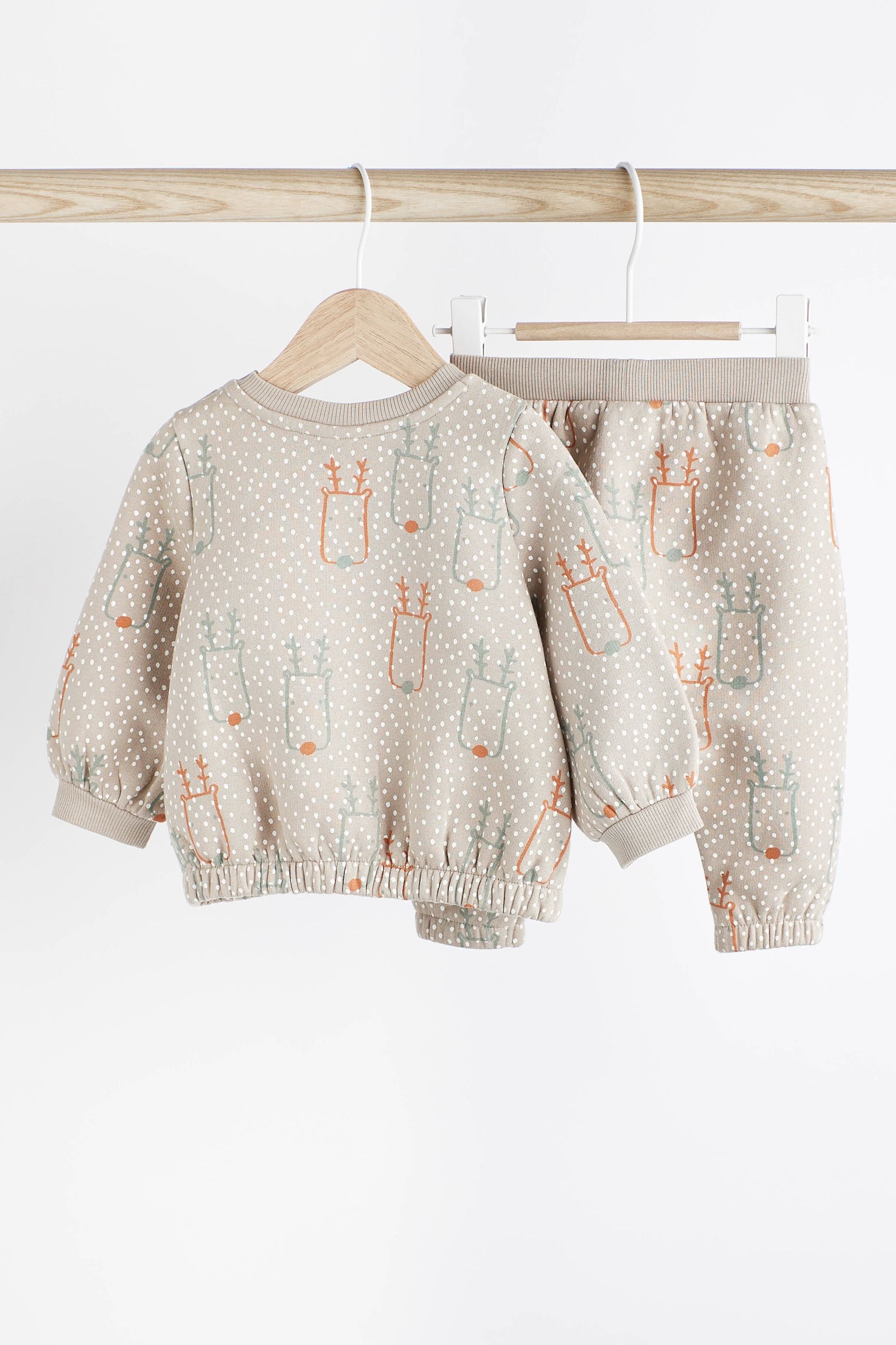 Neutral Reindeer Cosy Baby Sweatshirt & Joggers 2 Piece Set (0mths-2yrs)