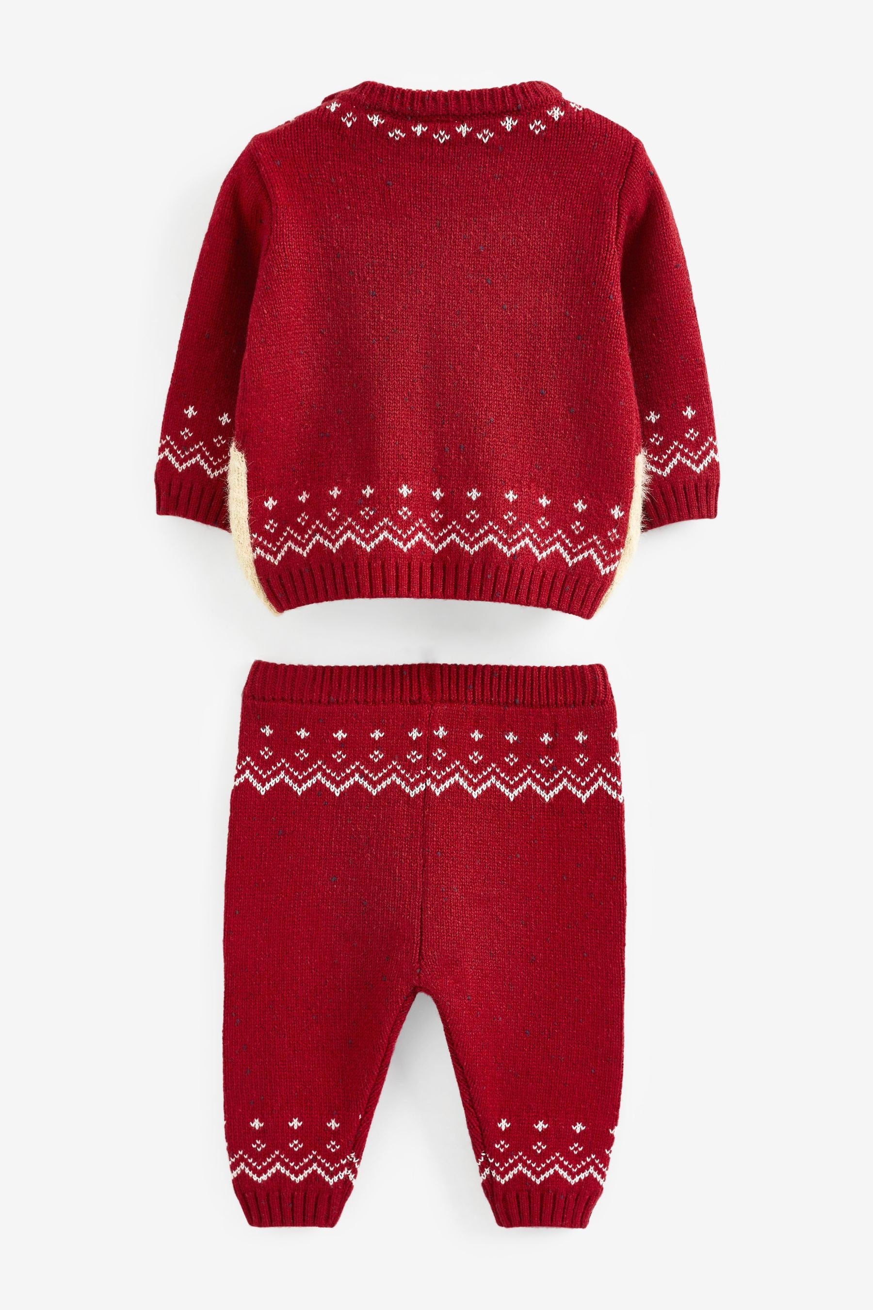 Red Reindeer Baby Knitted Jumper And Leggings Set (0mths-2yrs)