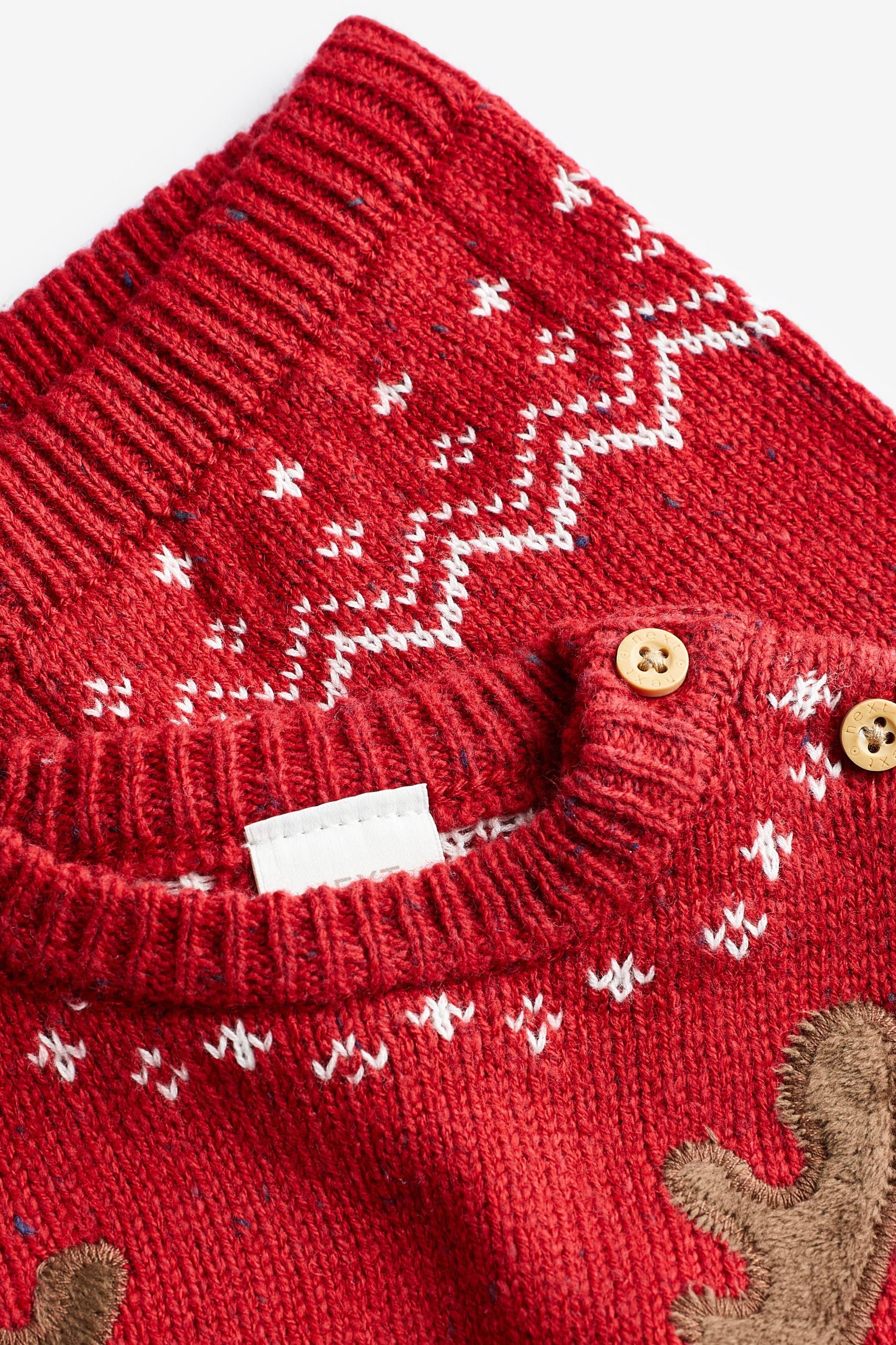 Red Reindeer Baby Knitted Jumper And Leggings Set (0mths-2yrs)