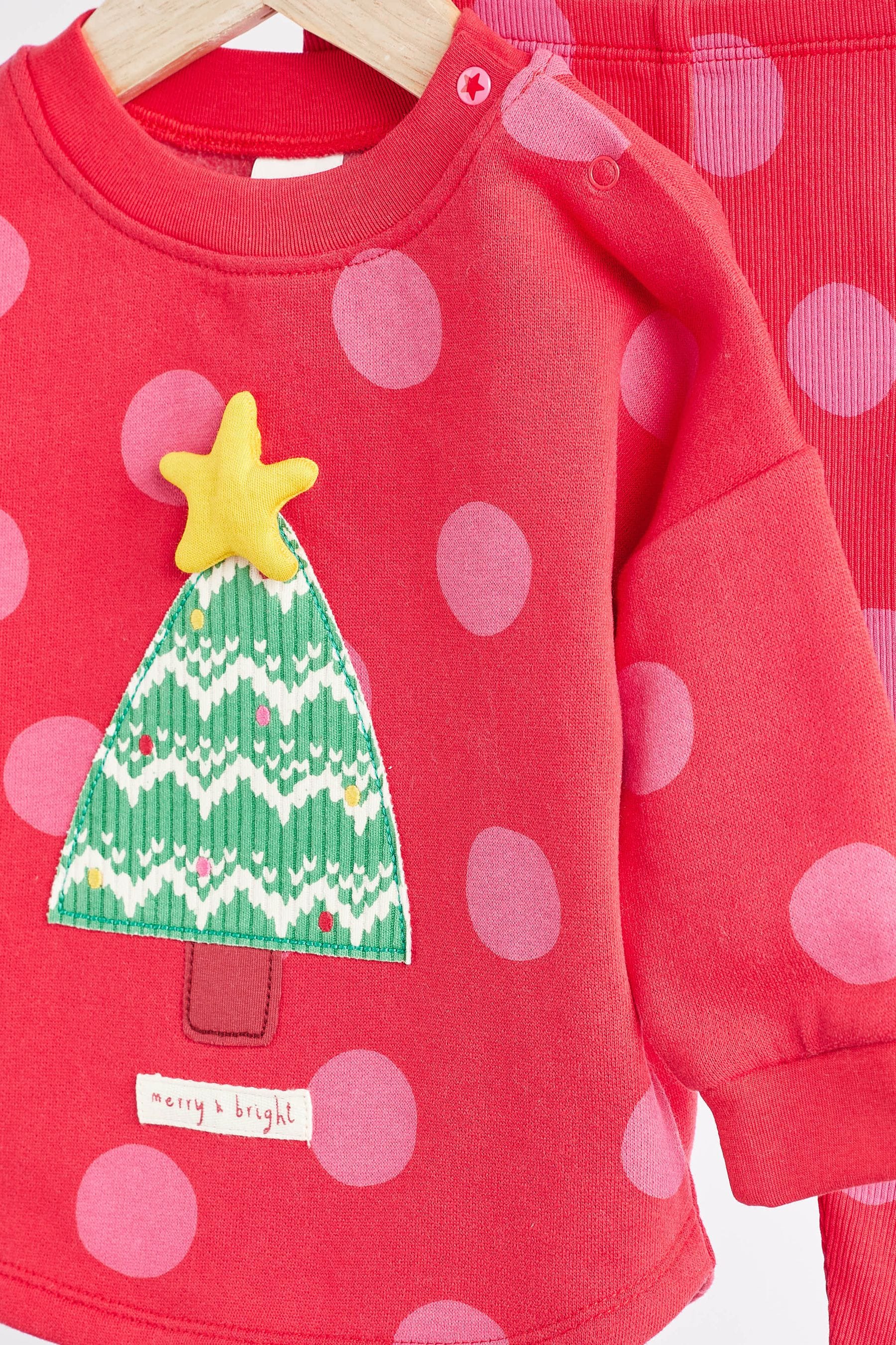 Red Christmas Tree Baby Sweatshirt And Leggings 2 Piece Set (0mths-2yrs)