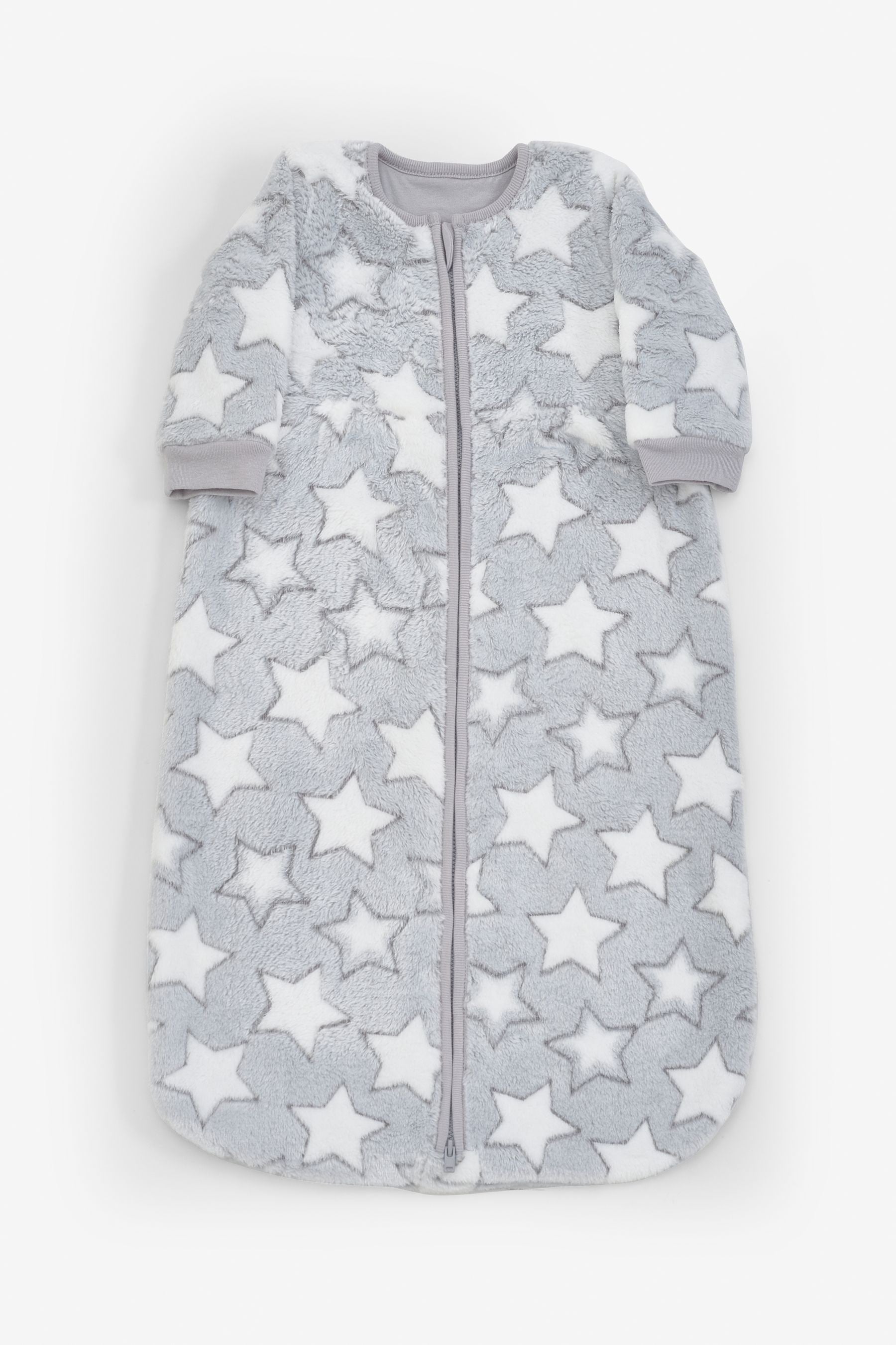 Grey Stars 2.5 Tog Fleece Supersoft Baby Sleep Bag