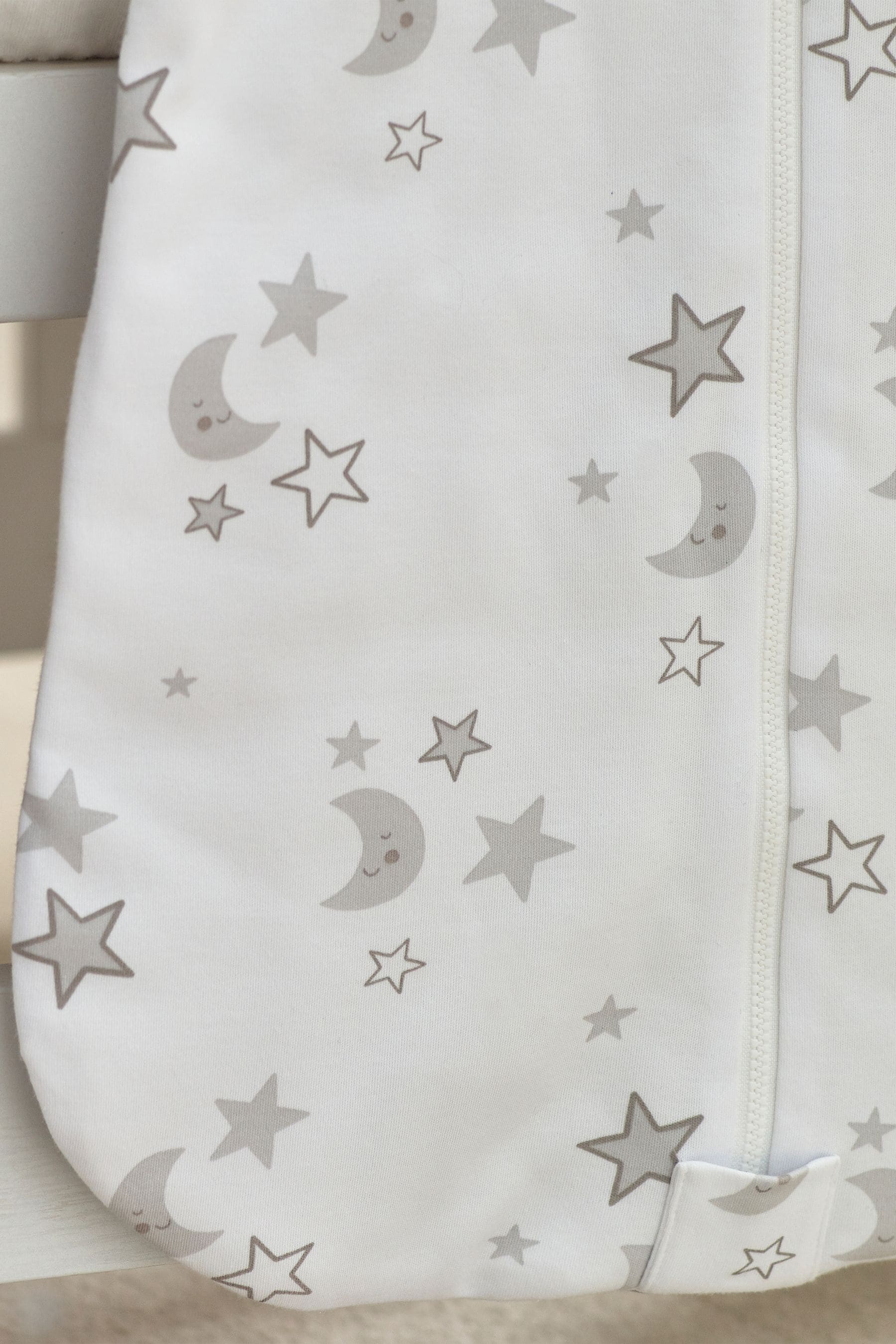 Grey Moon & Stars Baby 100% Cotton Long Sleeve 2 Tog Sleep Bag