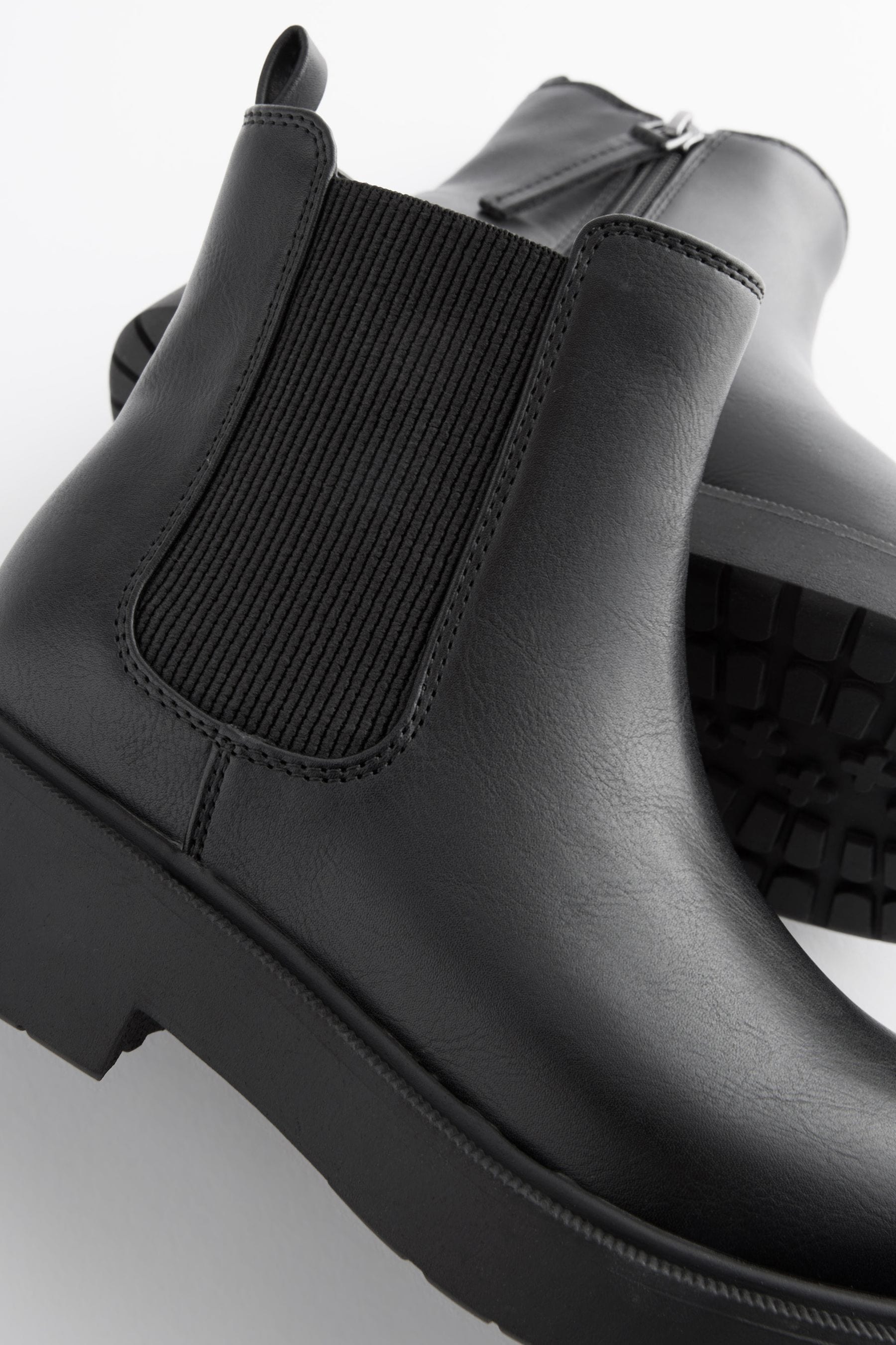 Matt Black Chunky Chelsea Boots