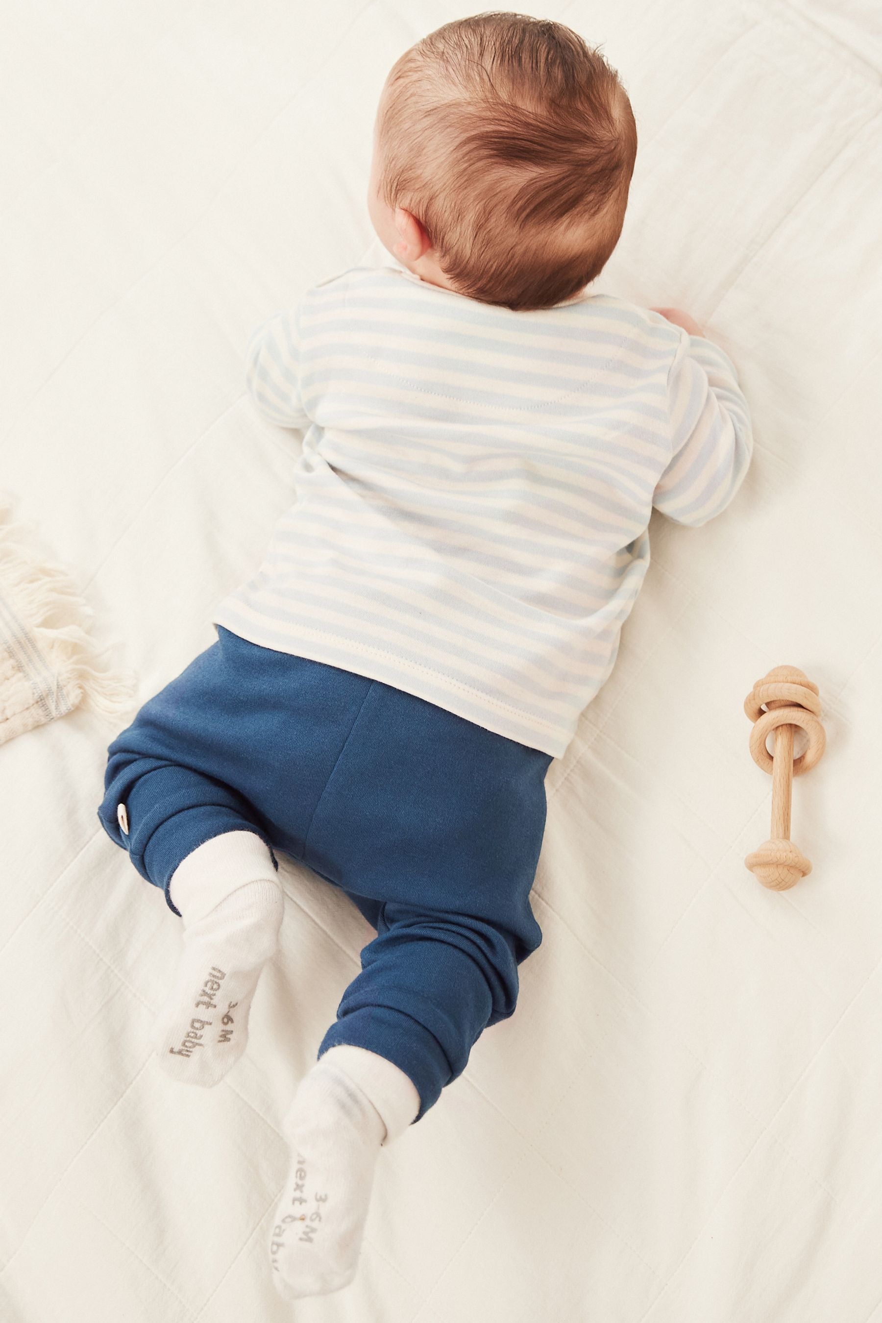 Blue Stripe Bear Baby T-Shirt And Leggings 2 Piece Set