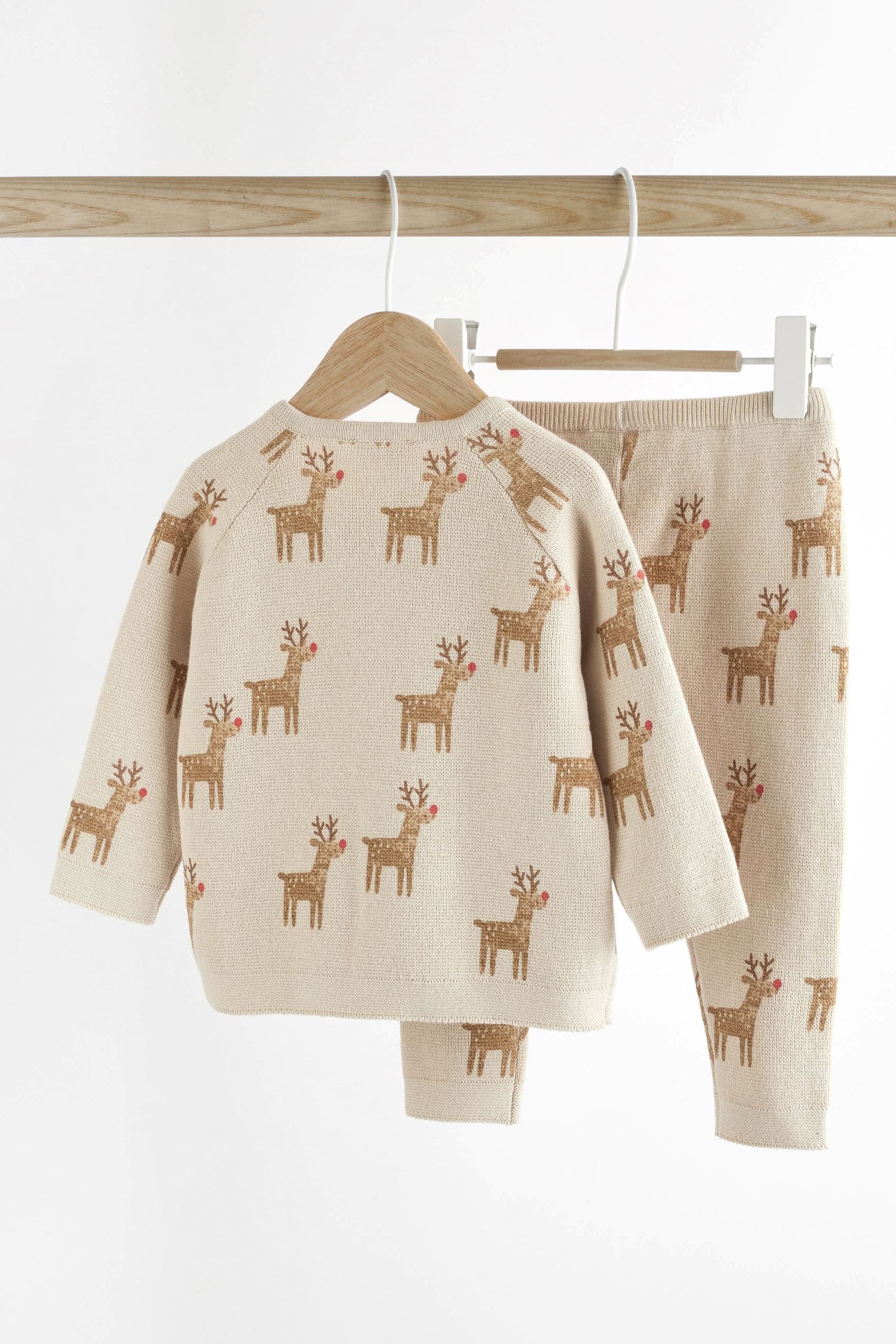 Neutral Reindeer Baby Knitted Jumper And Trousers Set (0mths-2yrs)