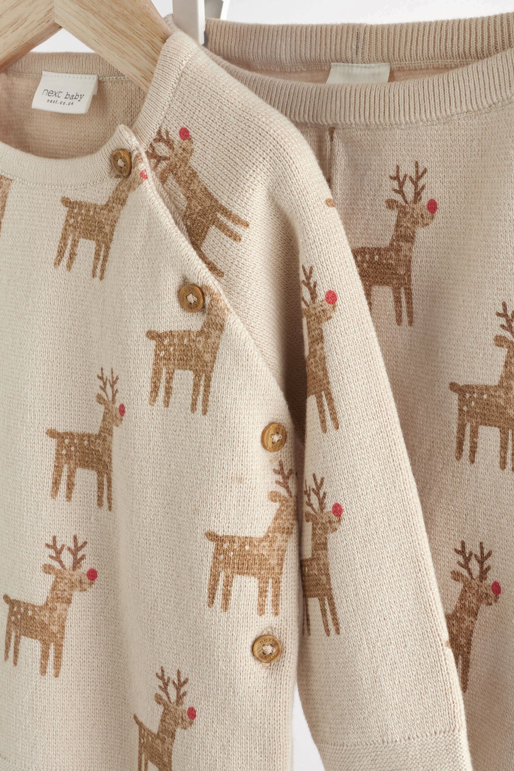 Neutral Reindeer Baby Knitted Jumper And Trousers Set (0mths-2yrs)