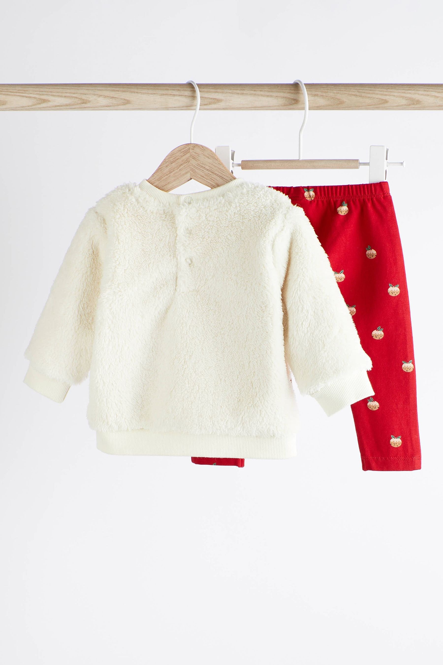 Neutral Christmas Pudding Baby Cosy Fleece Sweatshirt And Leggings 2 Piece Set (0mths-2yrs)