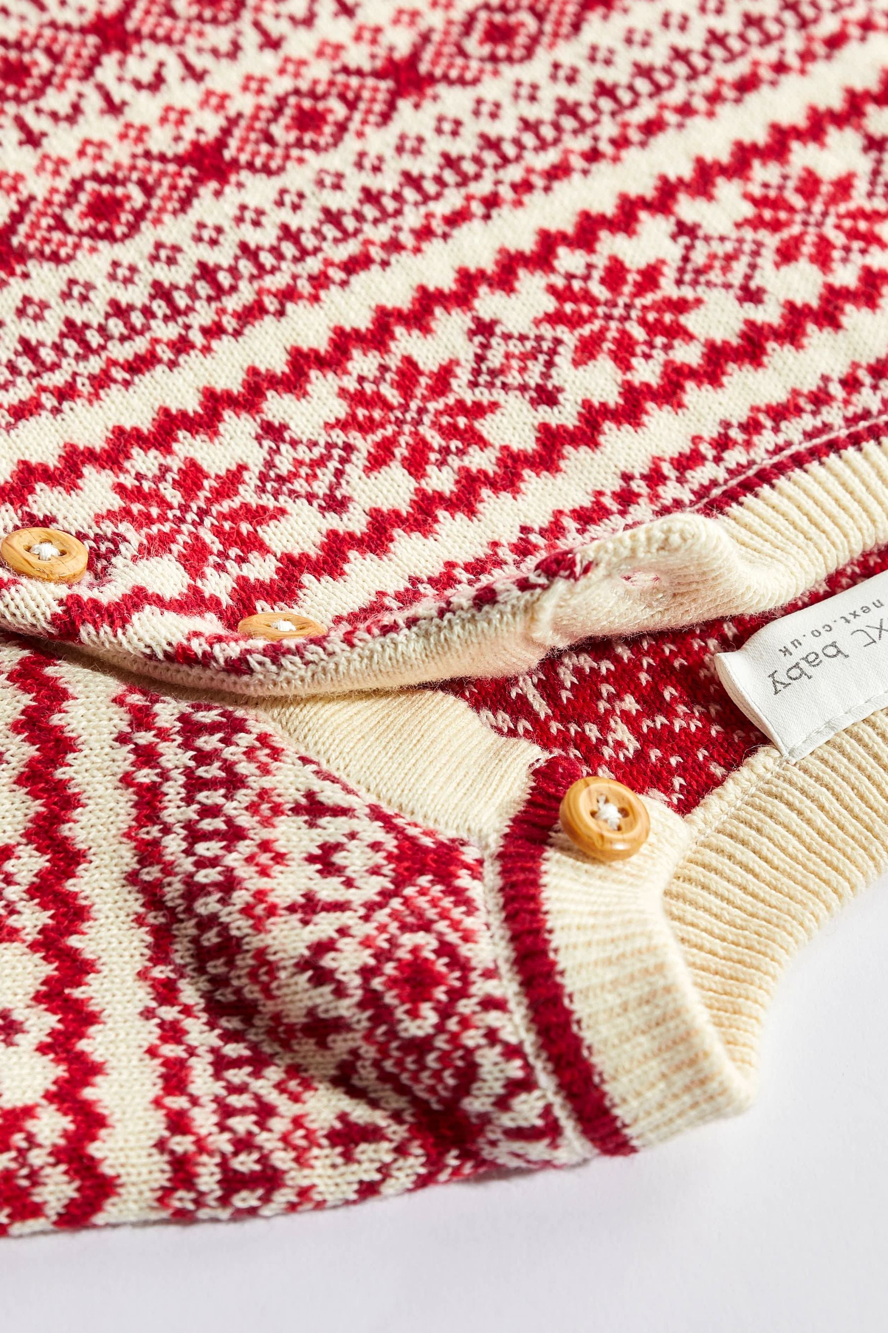 Red Fairisle Pattern Knitted Baby Romper (0mths-2yrs)