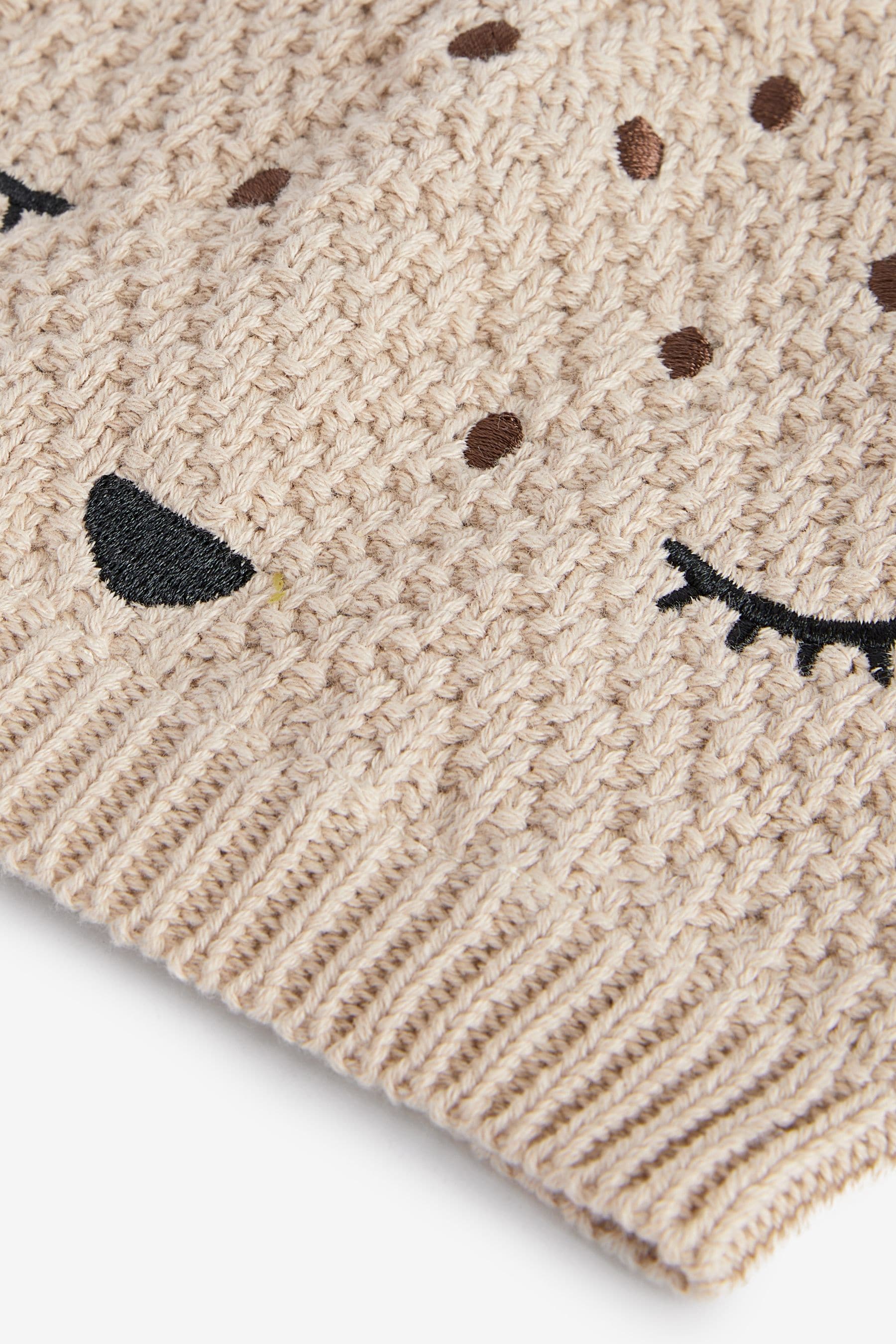 Beige Brown Reindeer Knit Hat (0mths-2yrs)