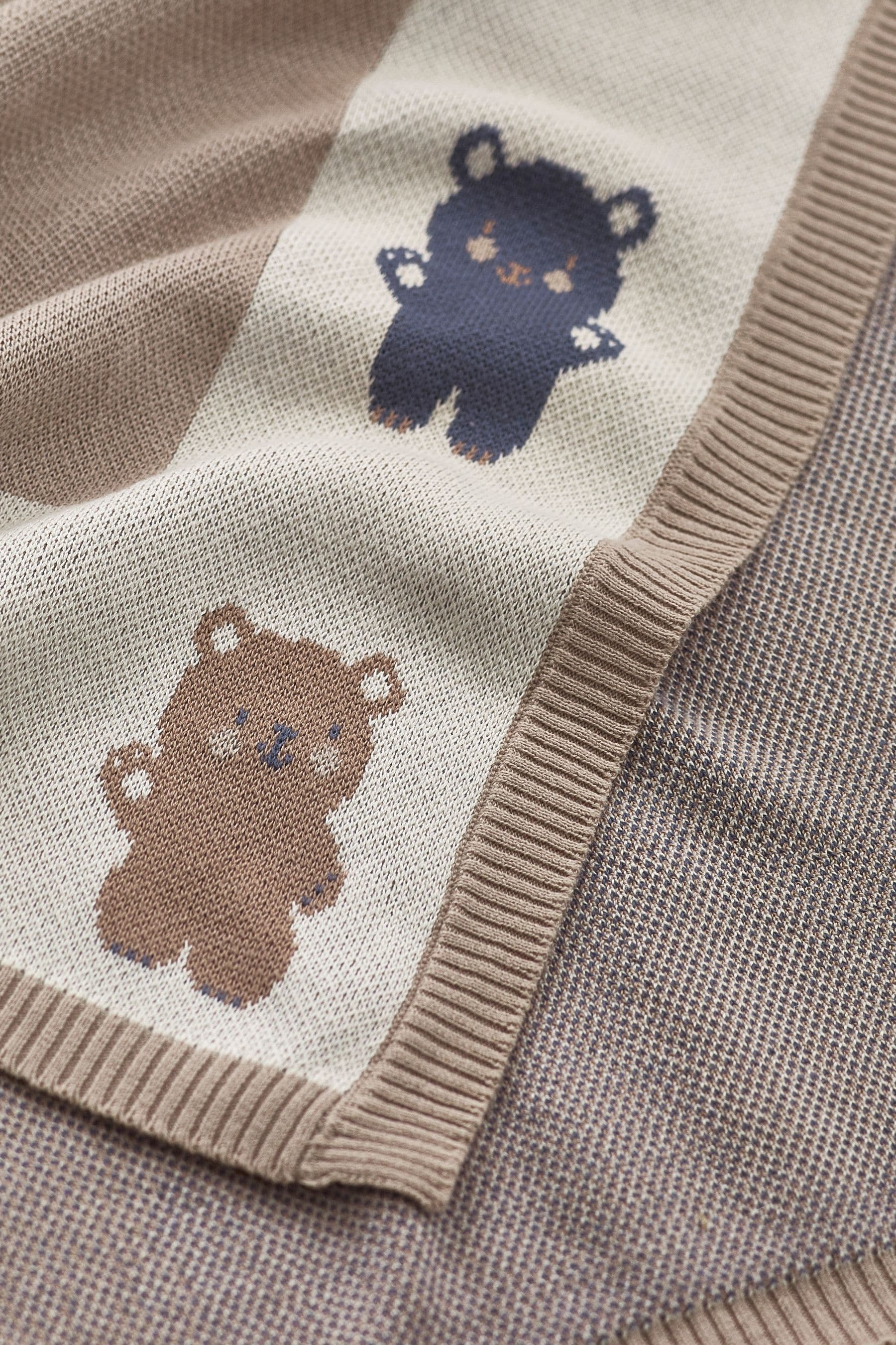 Natural Teddy Bear Baby 100% Cotton Knitted Blanket