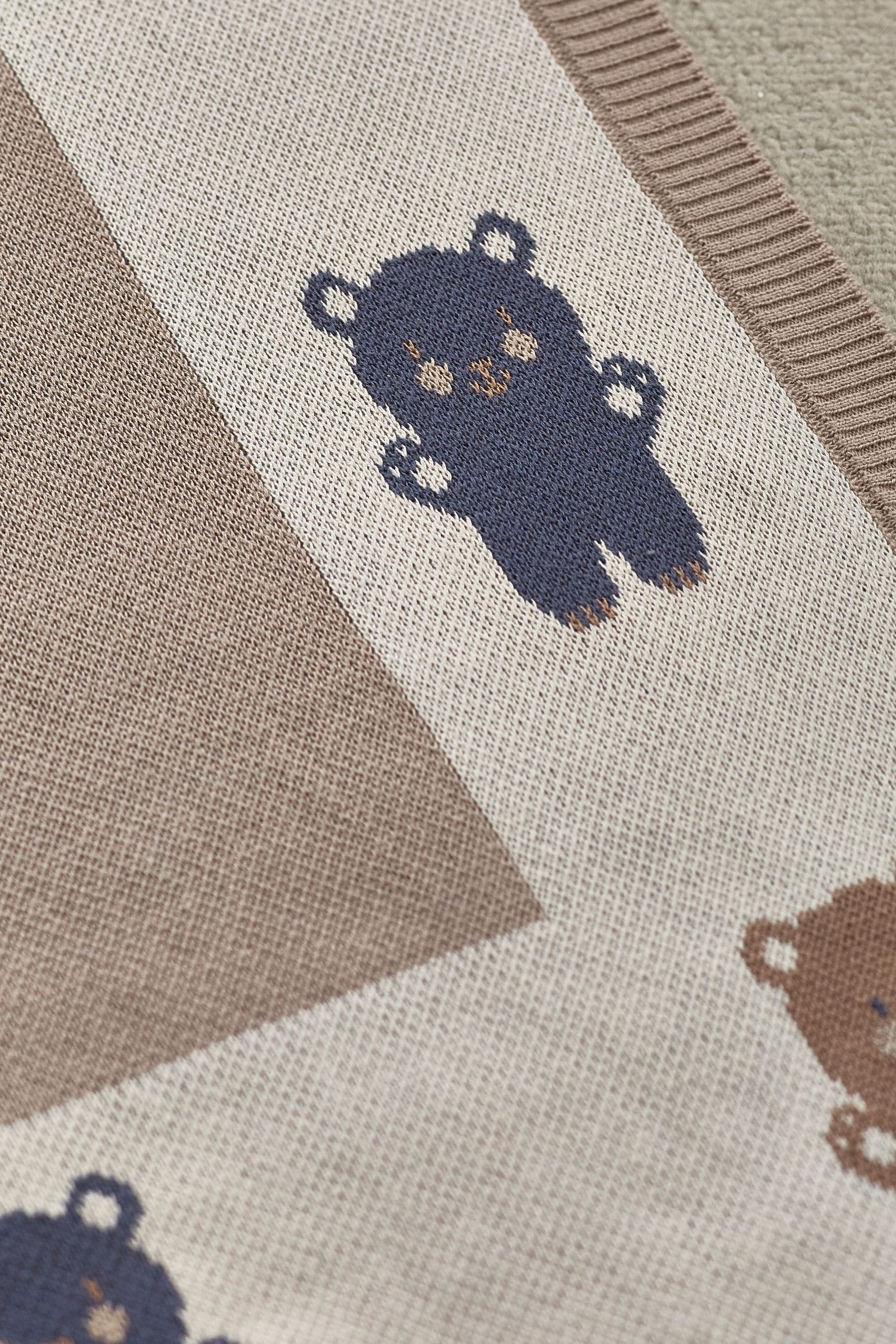 Natural Teddy Bear Baby 100% Cotton Knitted Blanket