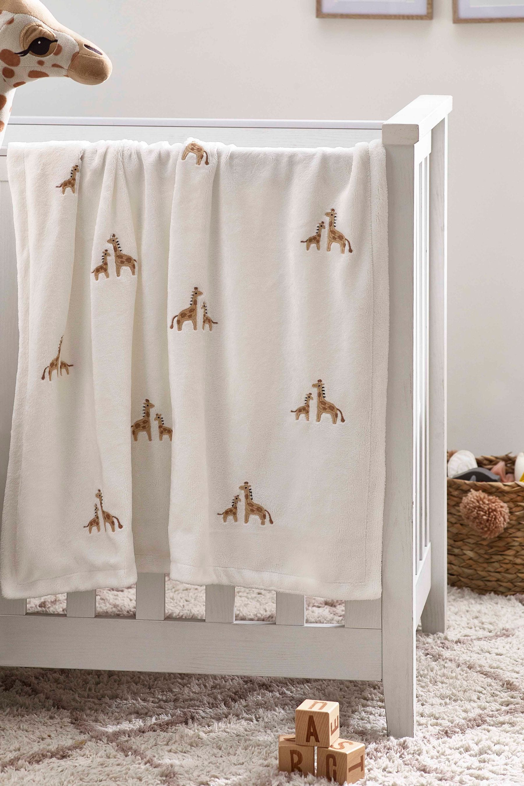 White Giraffe Fleece Baby Blanket