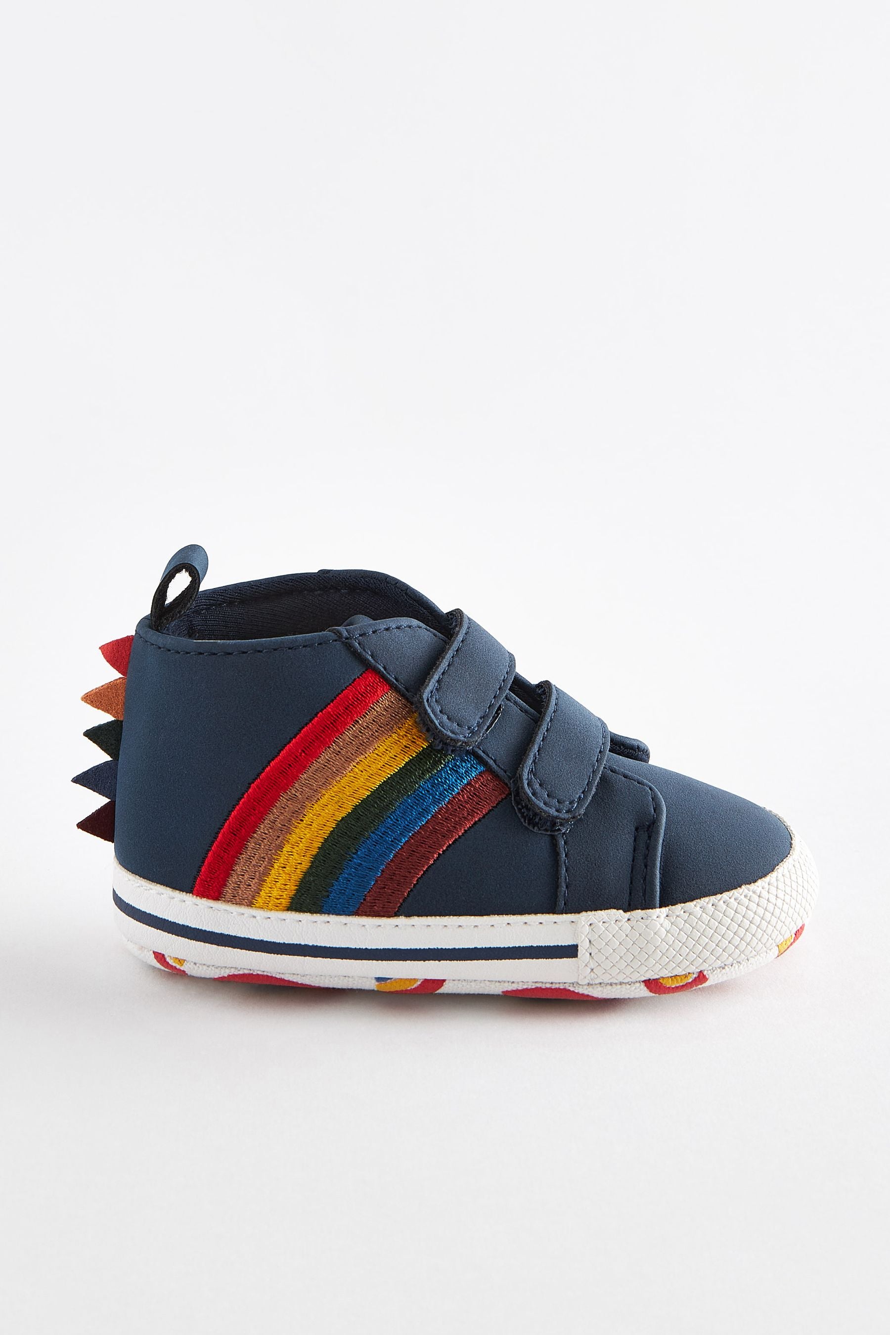 Navy Blue Rainbow Easy Fastening Baby Boots (0-24mths)