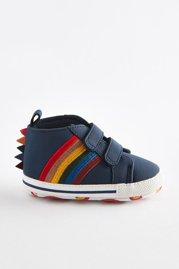 Navy Blue Rainbow Easy Fastening Baby Boots (0-24mths)