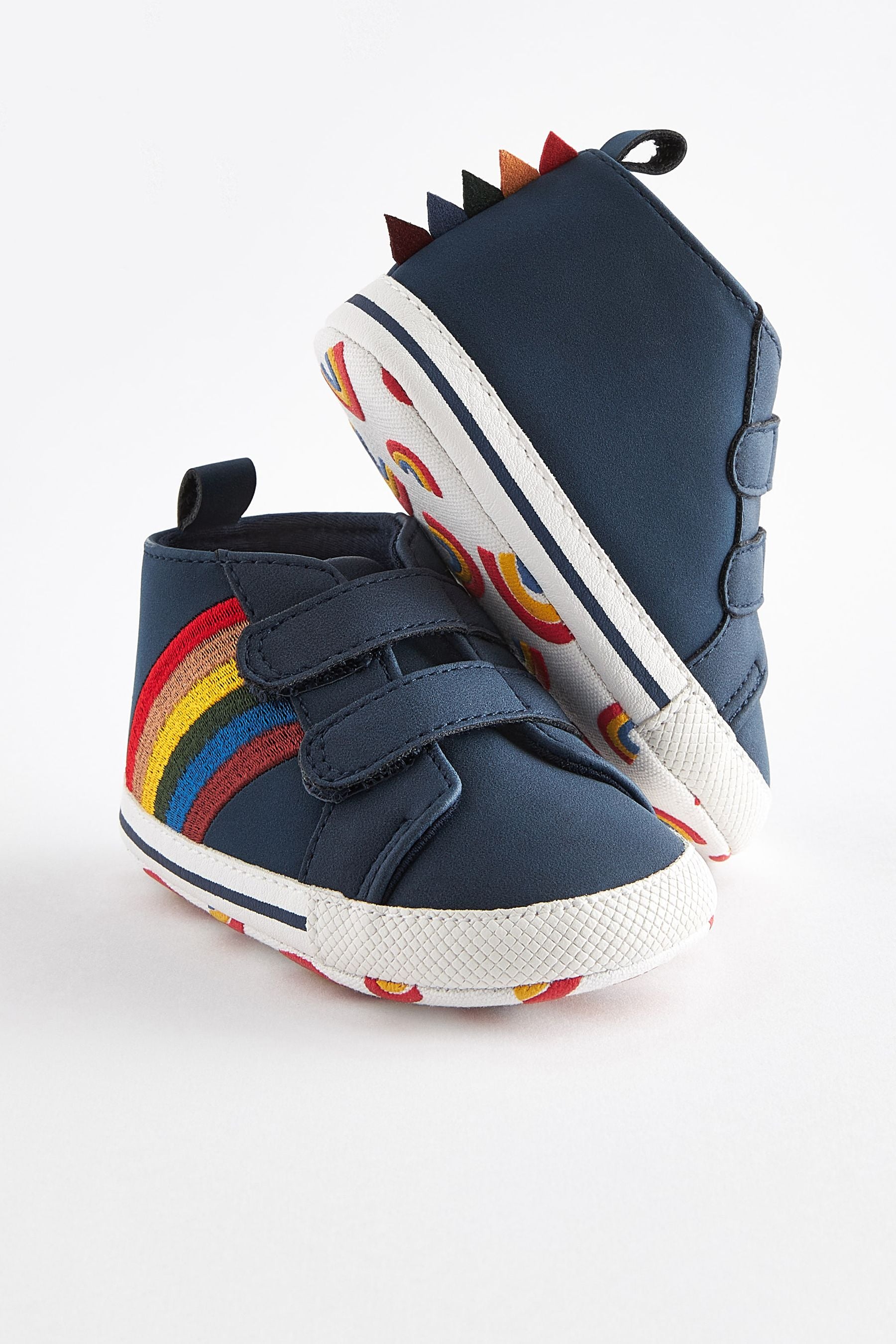 Navy Blue Rainbow Easy Fastening Baby Boots (0-24mths)