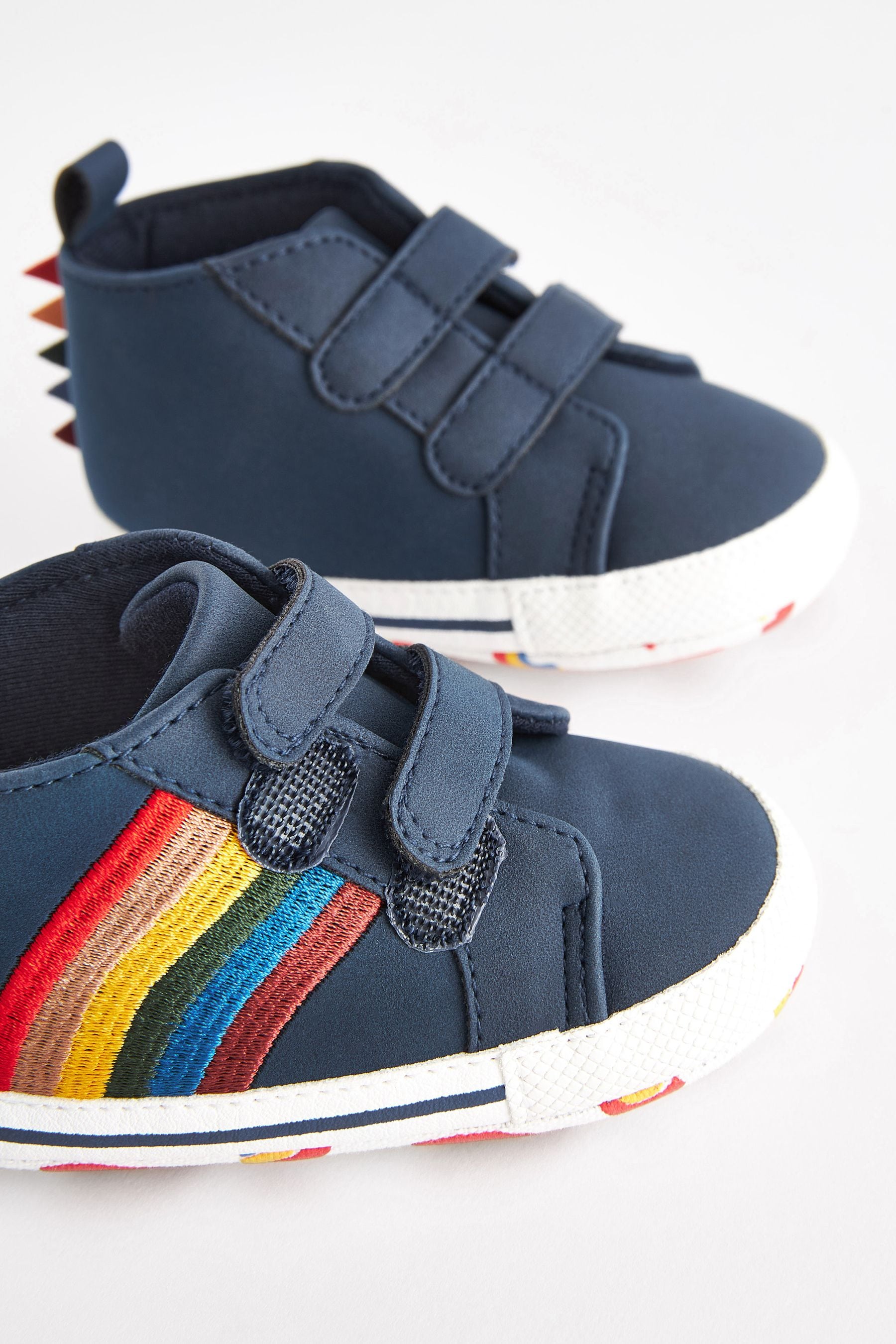 Navy Blue Rainbow Easy Fastening Baby Boots (0-24mths)