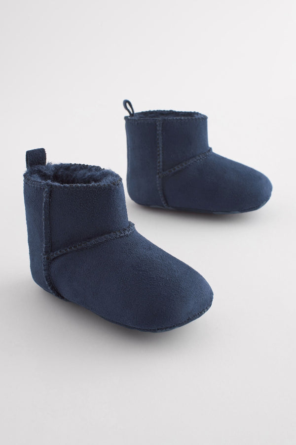 Navy Warm Lined Baby Pull On Boots (0-24mths)