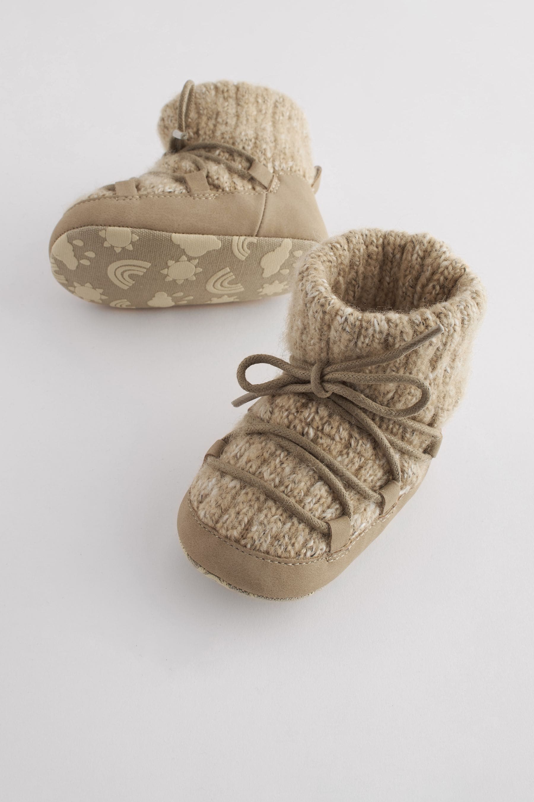 Stone Natural Pram Knitted Snow Boots (0-24mths)