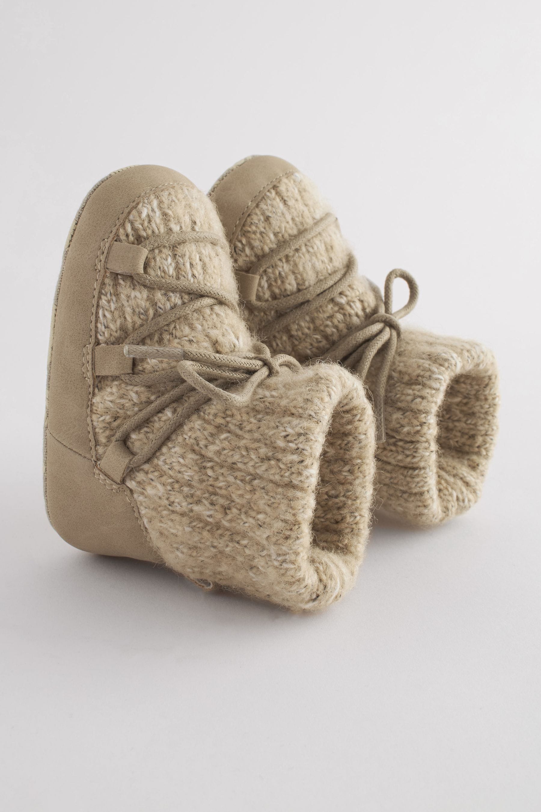 Stone Natural Pram Knitted Snow Boots (0-24mths)