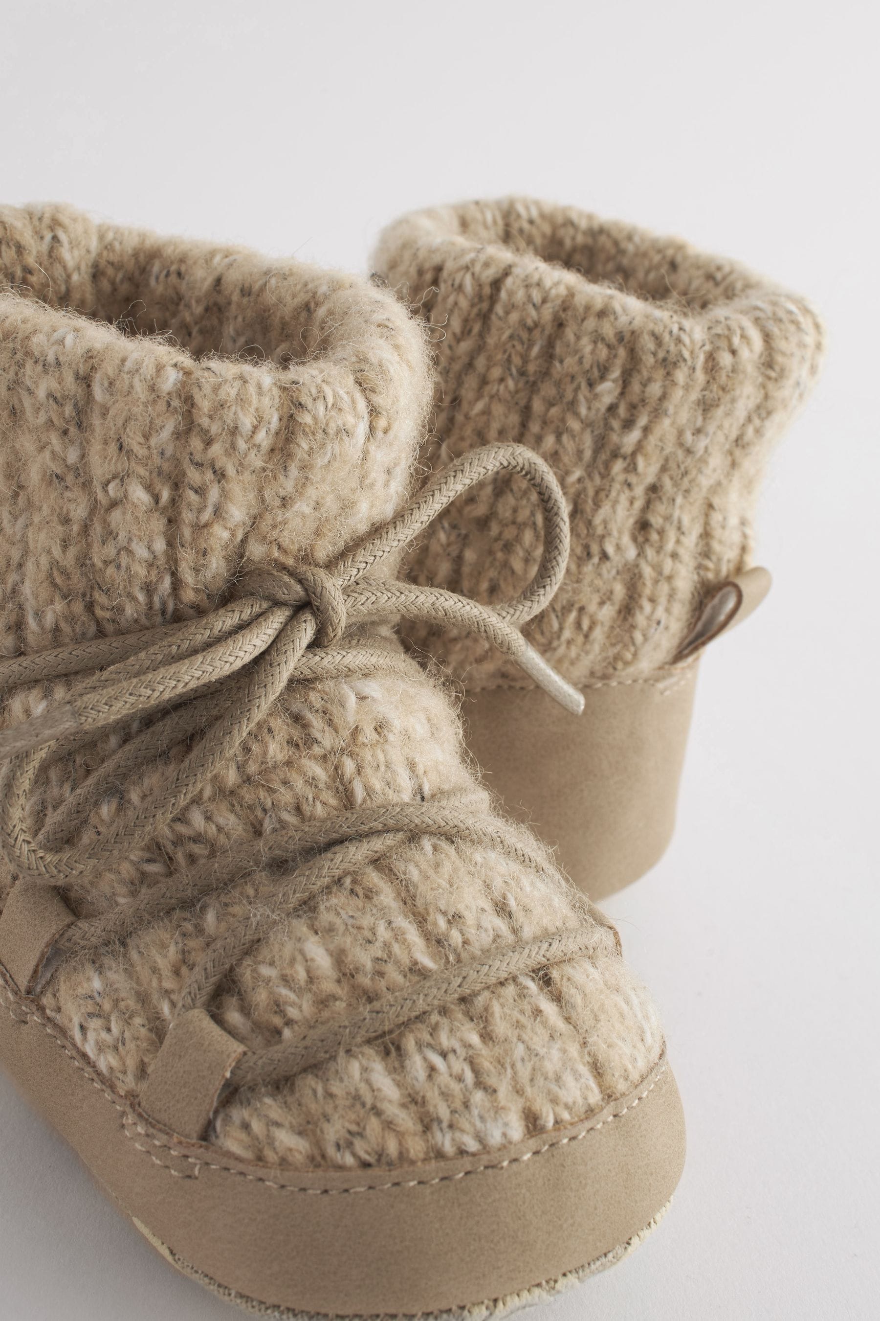 Stone Natural Pram Knitted Snow Boots (0-24mths)