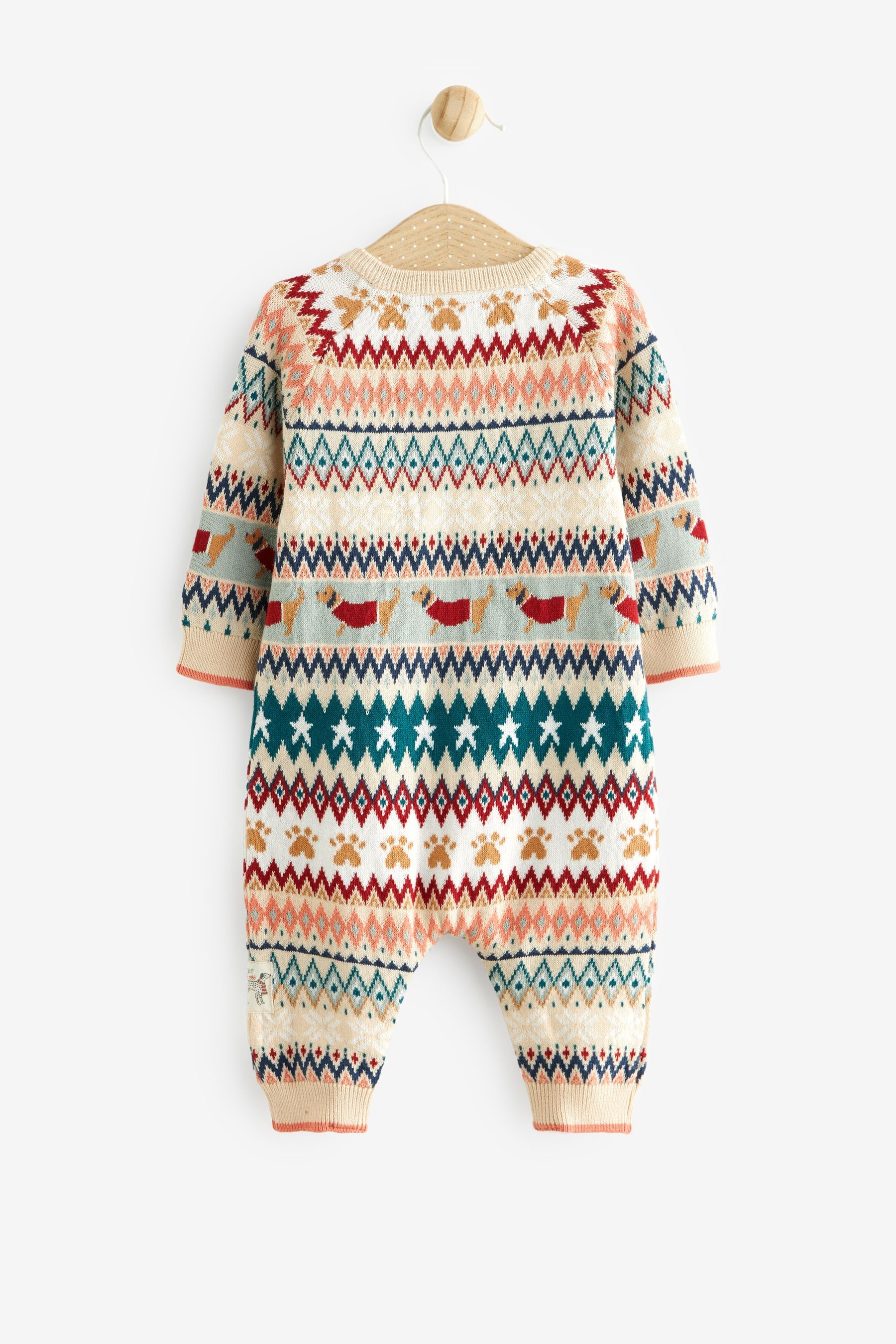 Multi FatFace Baby Knitted Christmas Romper