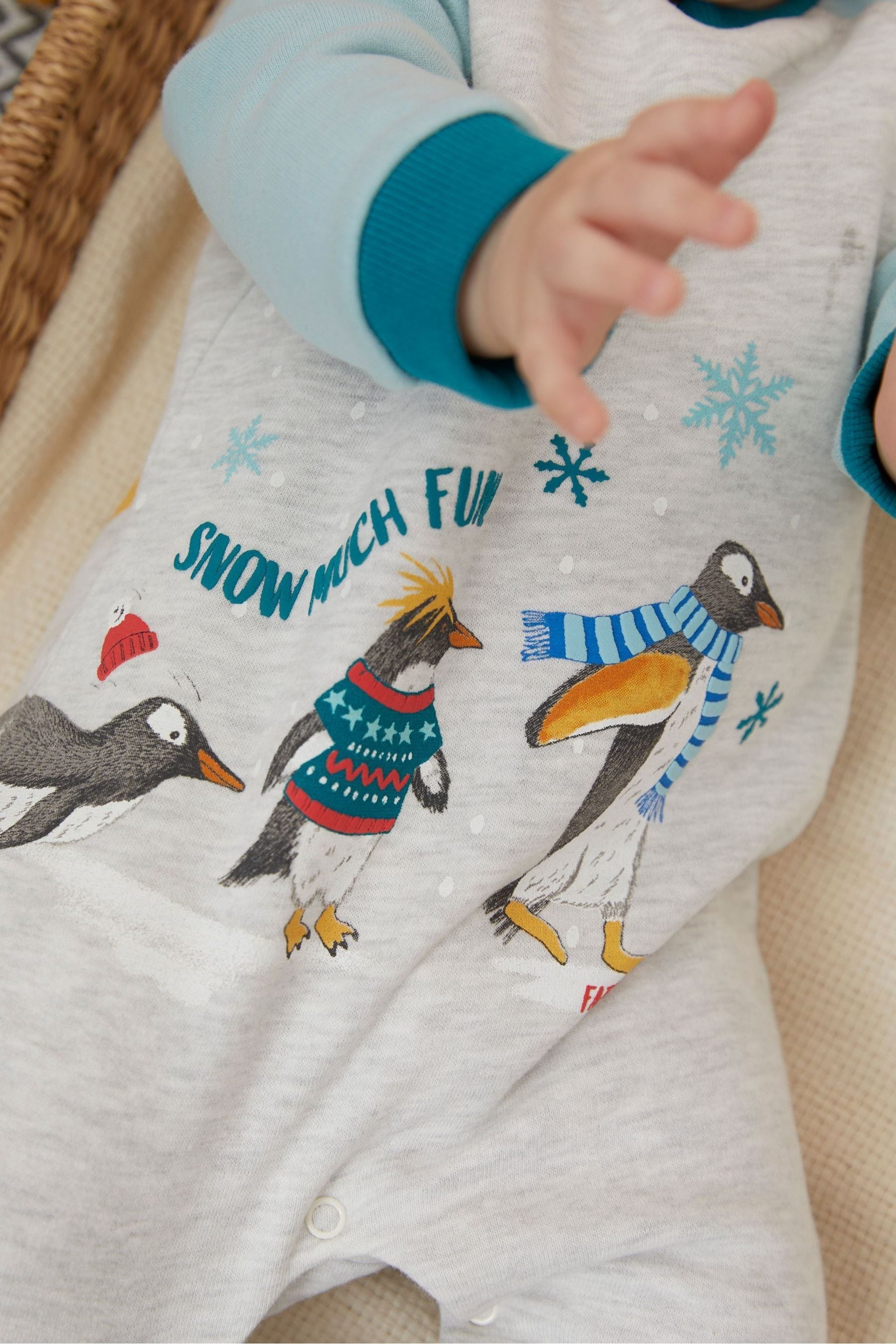 Grey FatFace Baby Christmas Penguin Romper