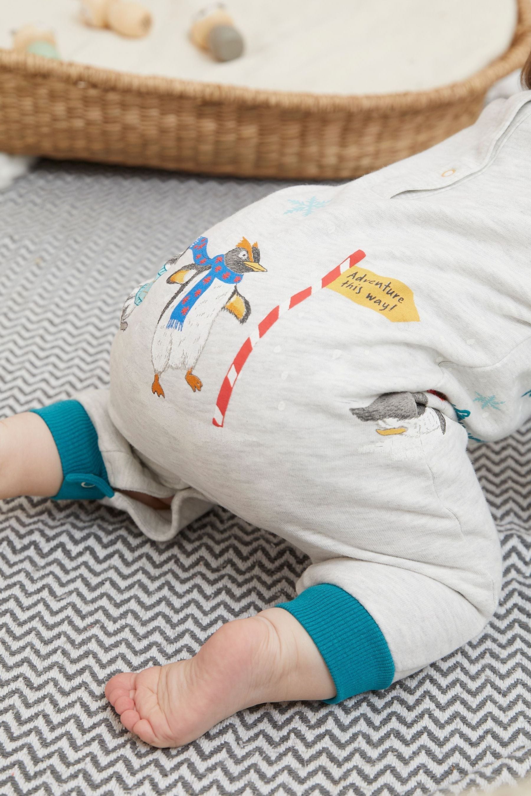 Grey FatFace Baby Christmas Penguin Romper