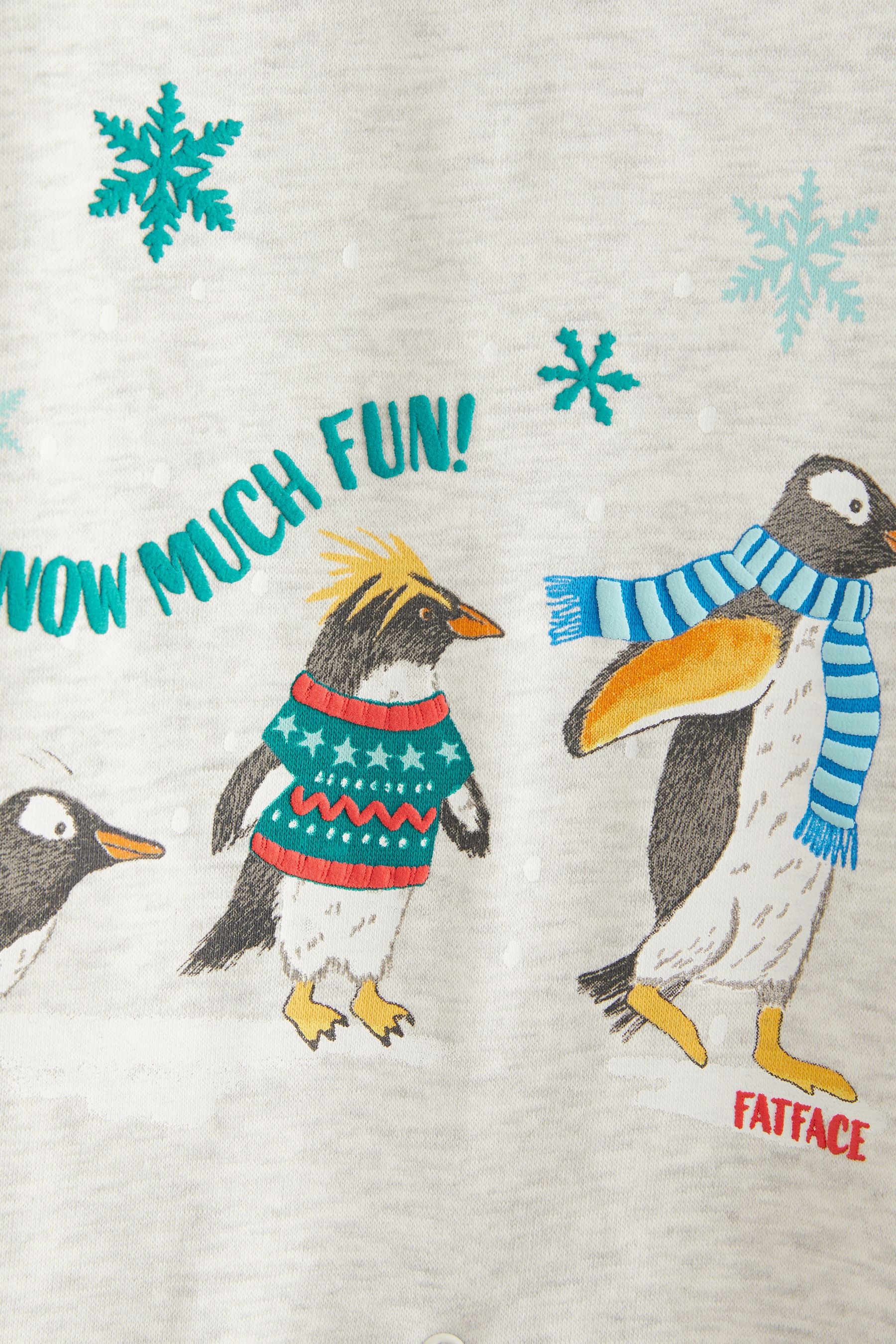 Grey FatFace Baby Christmas Penguin Romper