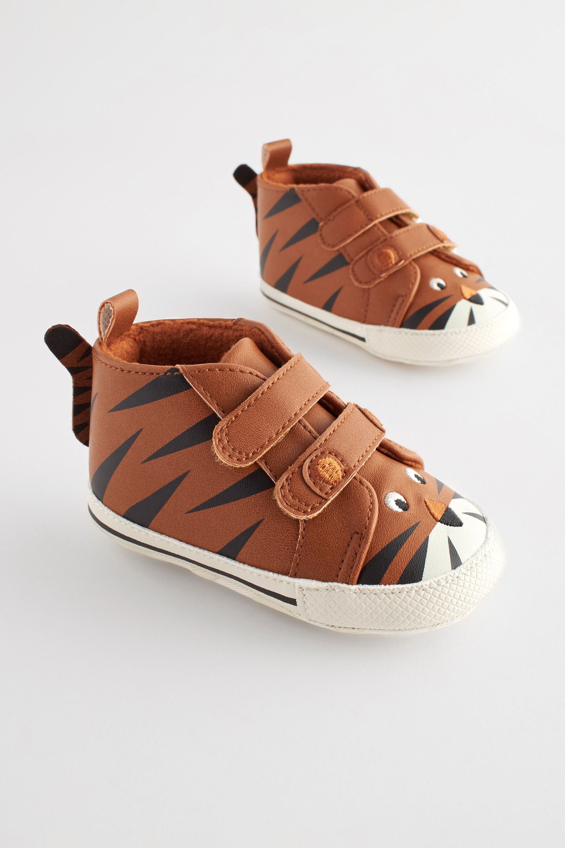 Tan Brown Tiger Easy Fastening Baby Boots (0-24mths)