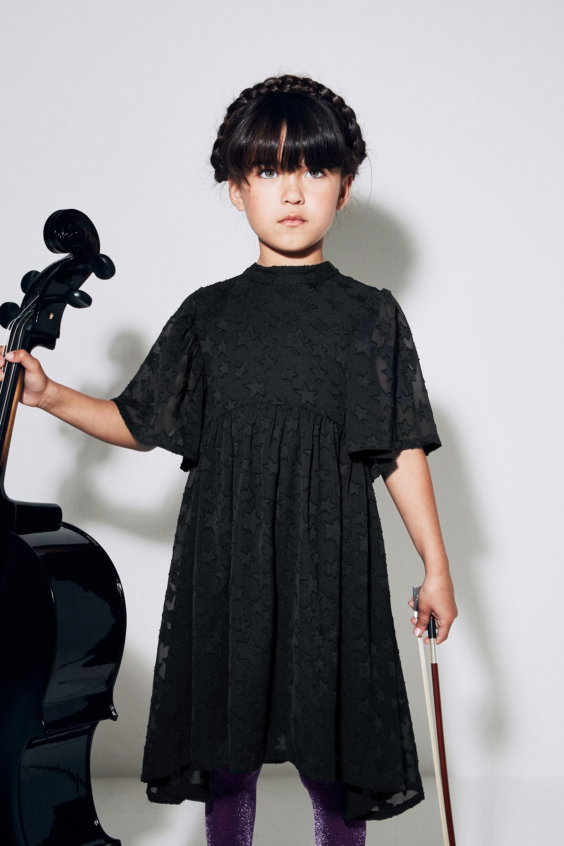 Black Star Jacquard Party Dress (3-16yrs)