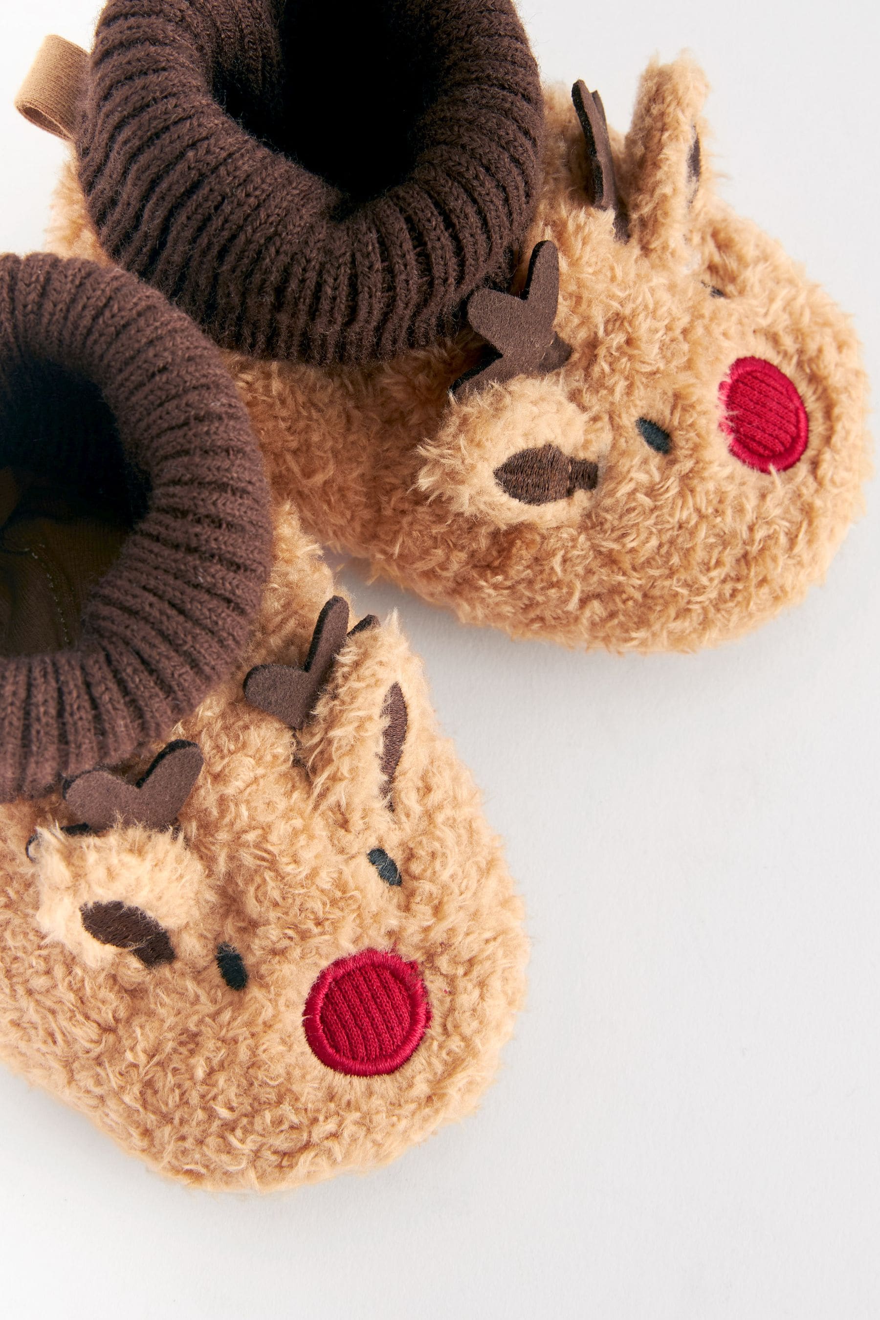 Brown Reindeer Christmas Baby Pram Sock Slippers (0-2mths)