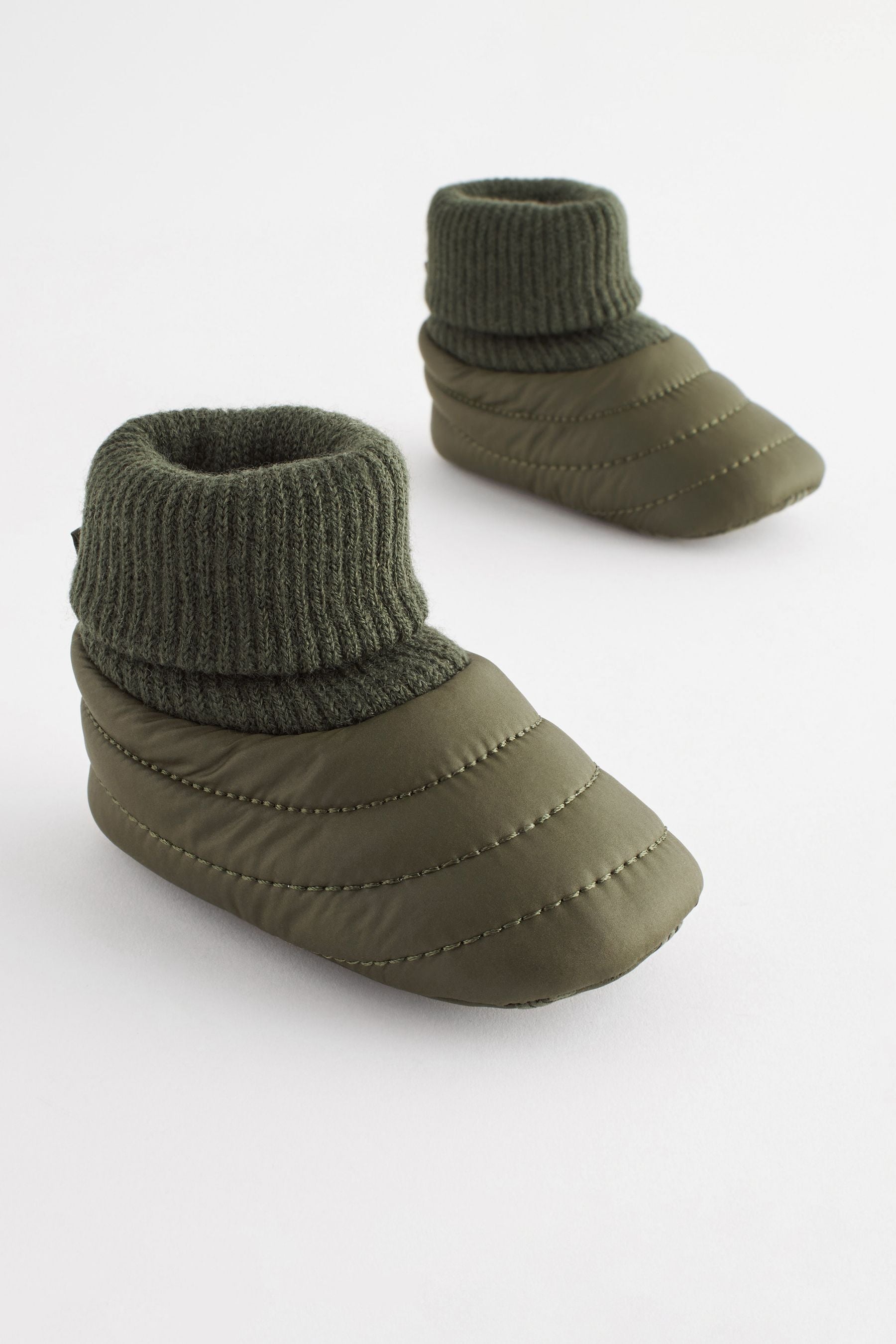 Khaki Green Baby Pram Quilted Snow Boots (0-24mths)