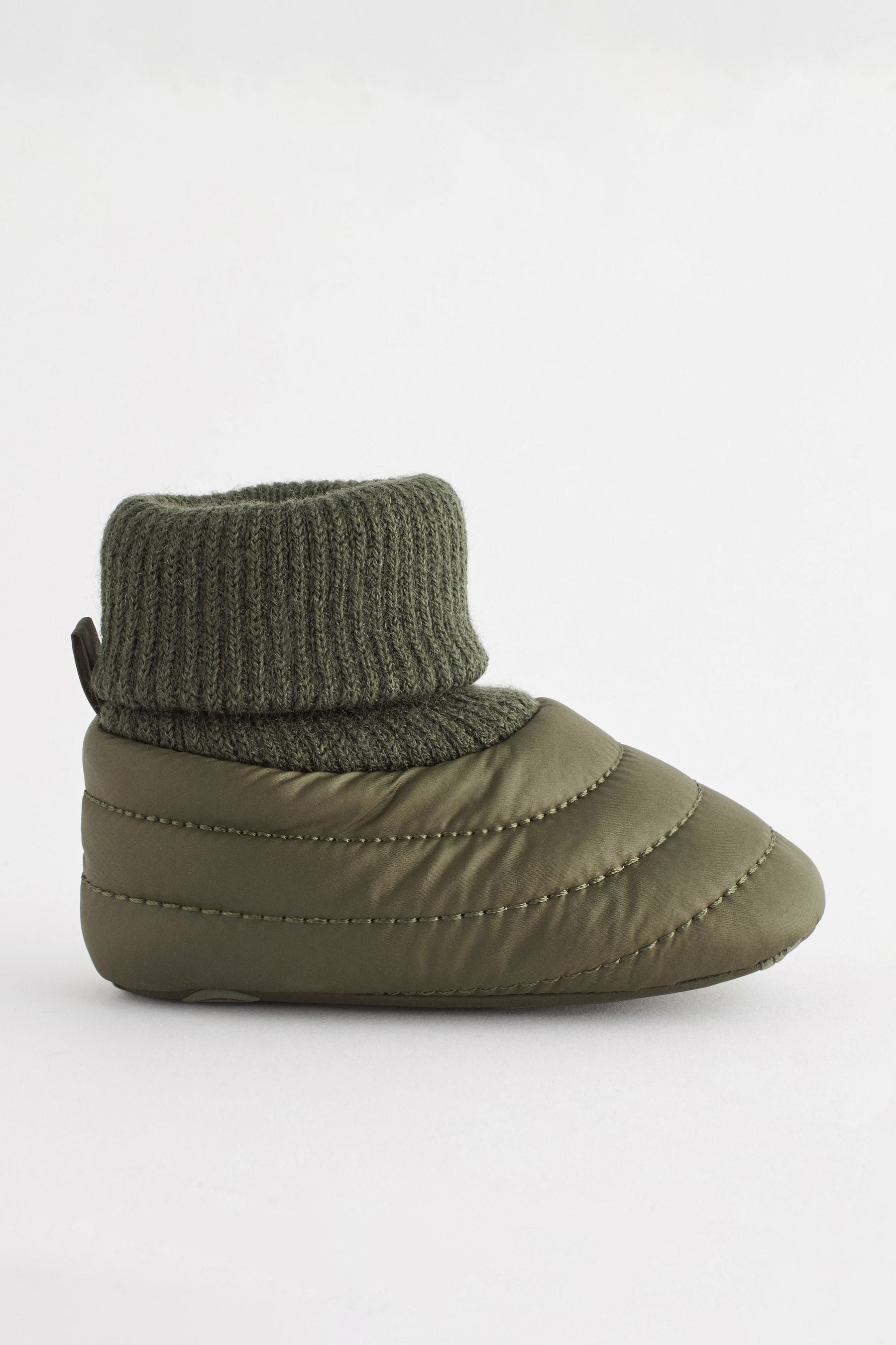 Khaki Green Baby Pram Quilted Snow Boots (0-24mths)