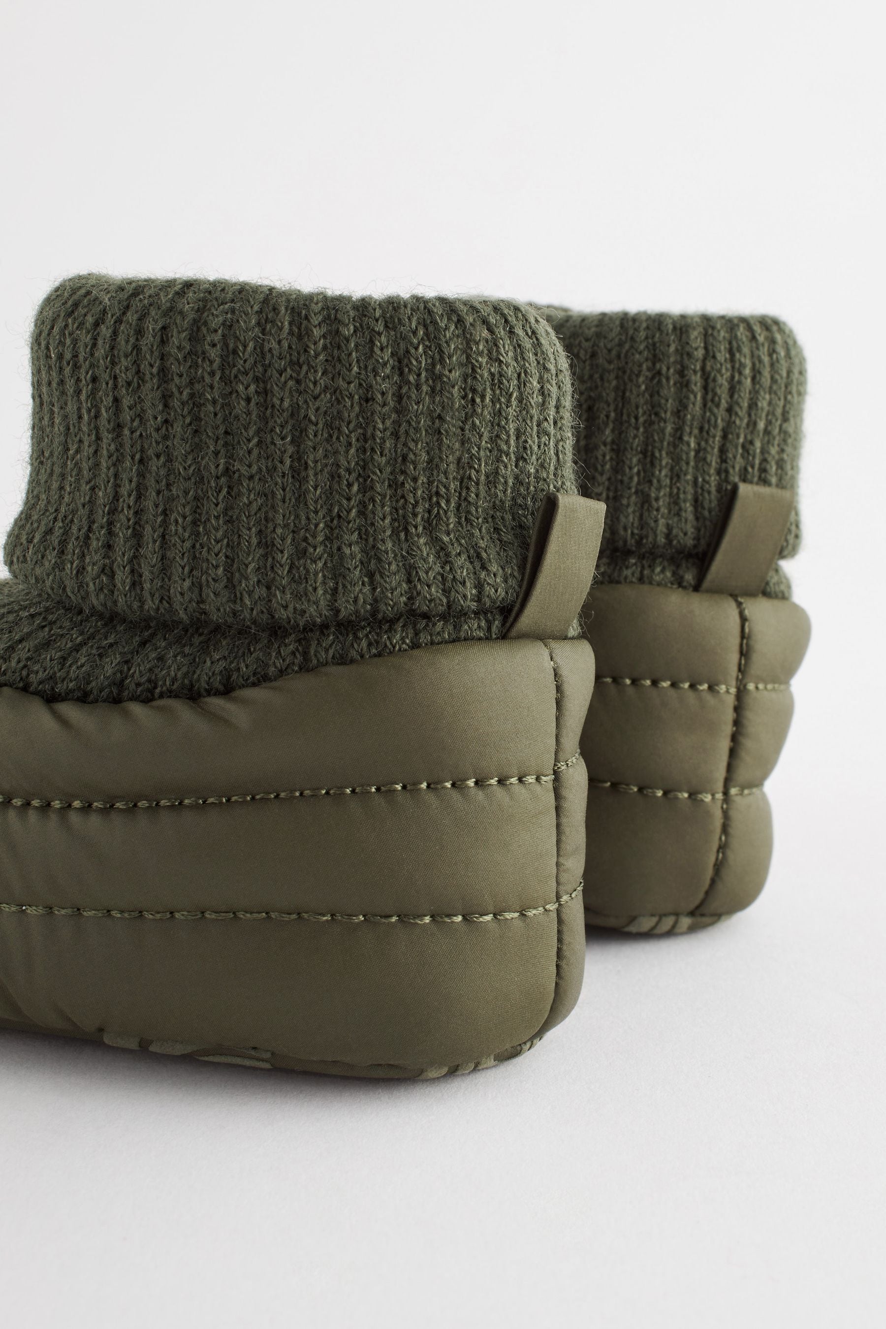 Khaki Green Baby Pram Quilted Snow Boots (0-24mths)