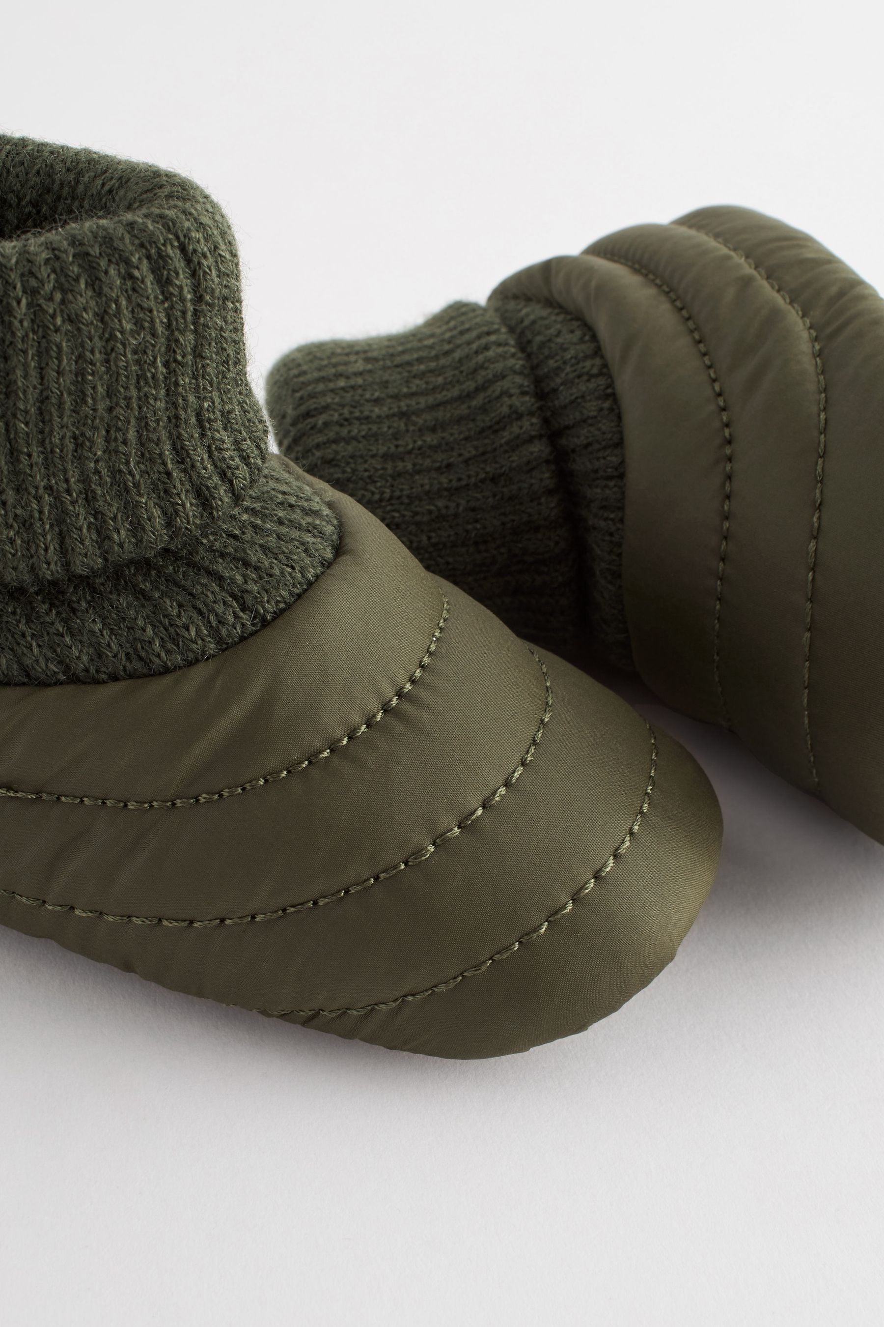 Khaki Green Baby Pram Quilted Snow Boots (0-24mths)