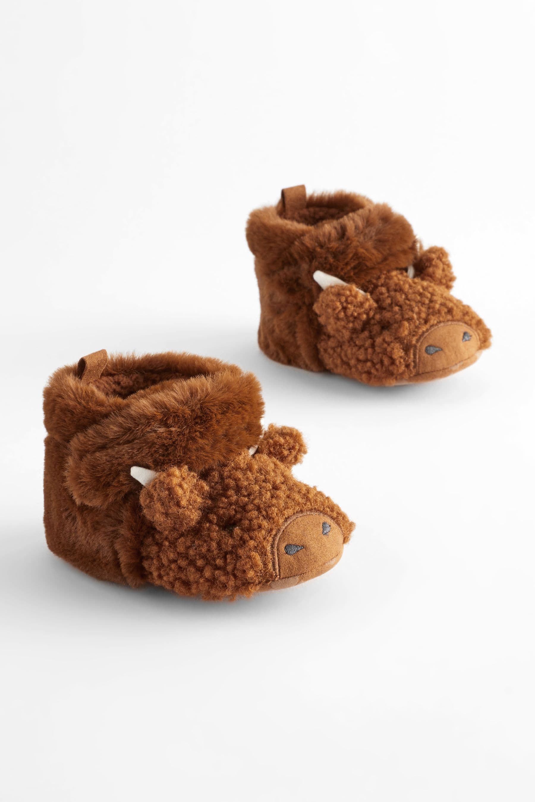 Brown Highland Cow 3D Character Baby Shoes (0-2mths)