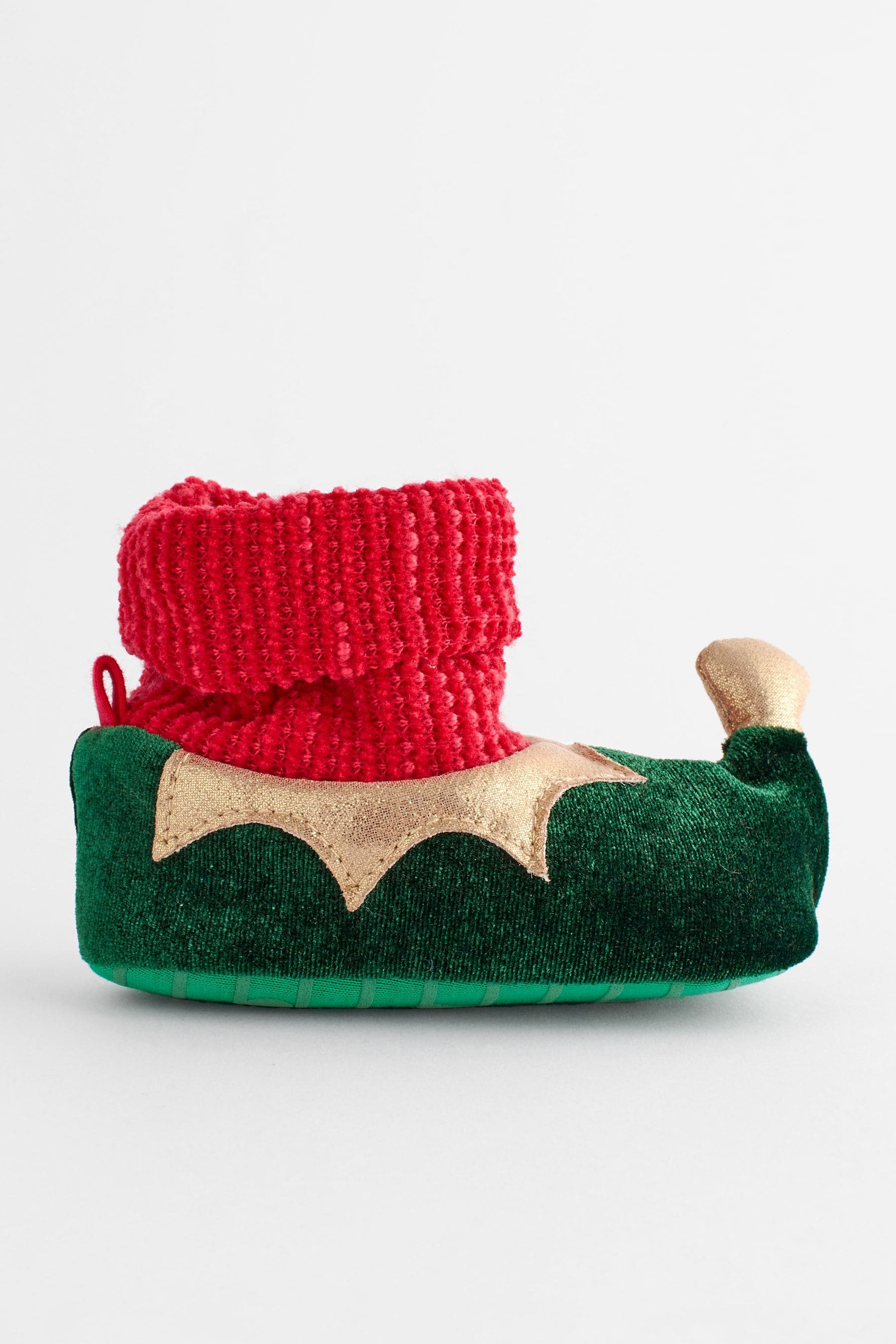 Green Christmas Elf Christmas Baby Pram Sock Slippers (0-2mths)