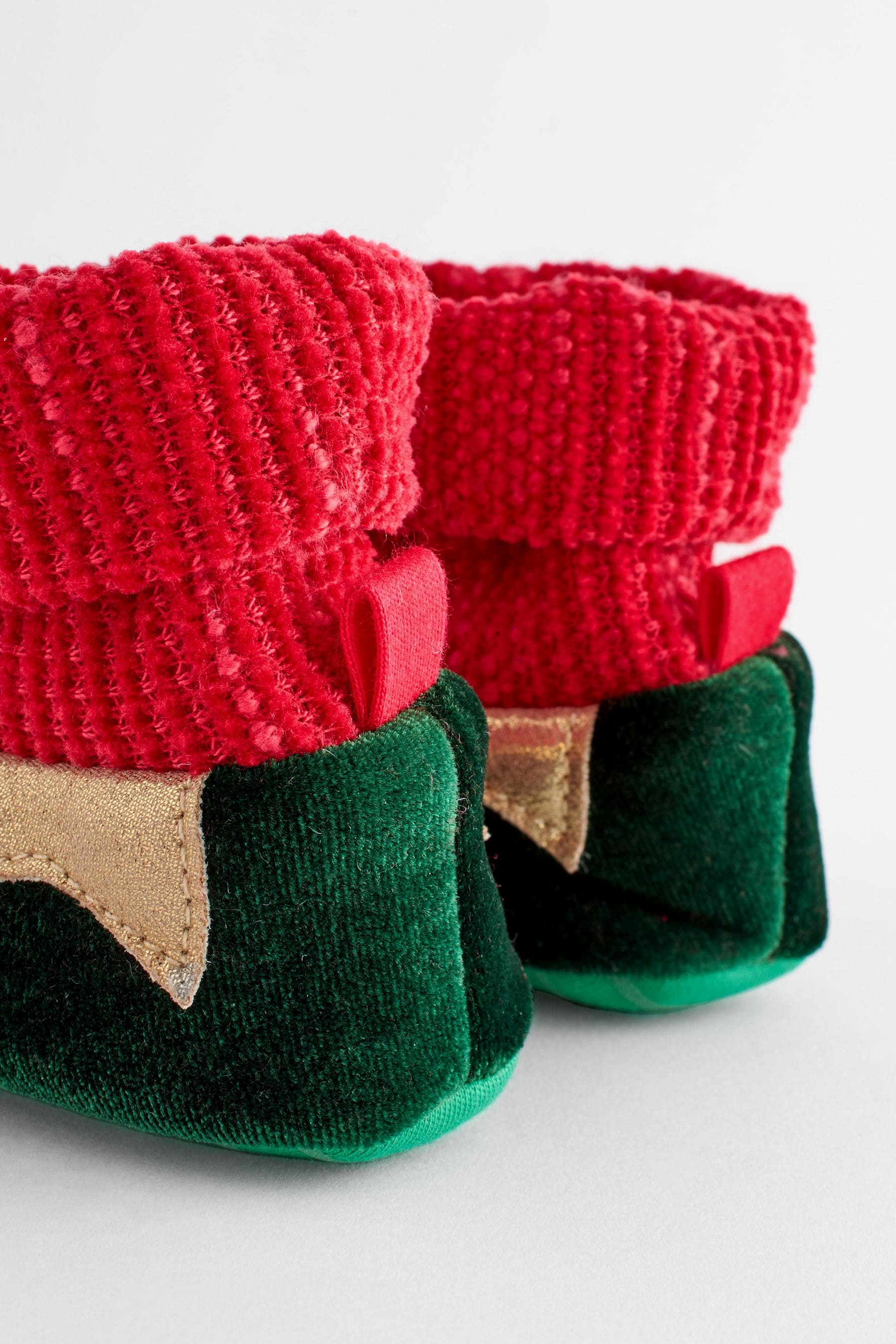 Green Christmas Elf Christmas Baby Pram Sock Slippers (0-2mths)