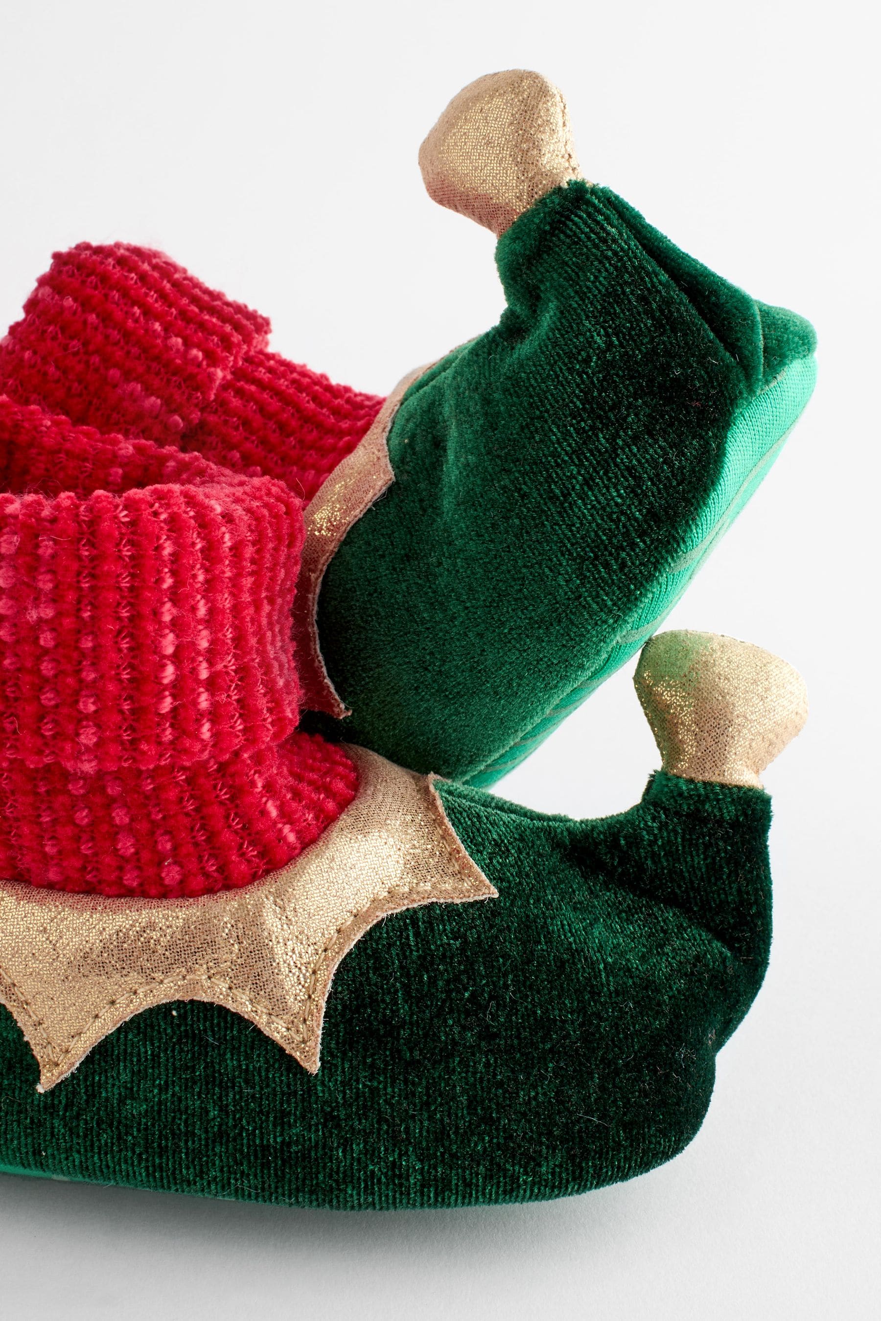 Green Christmas Elf Christmas Baby Pram Sock Slippers (0-2mths)