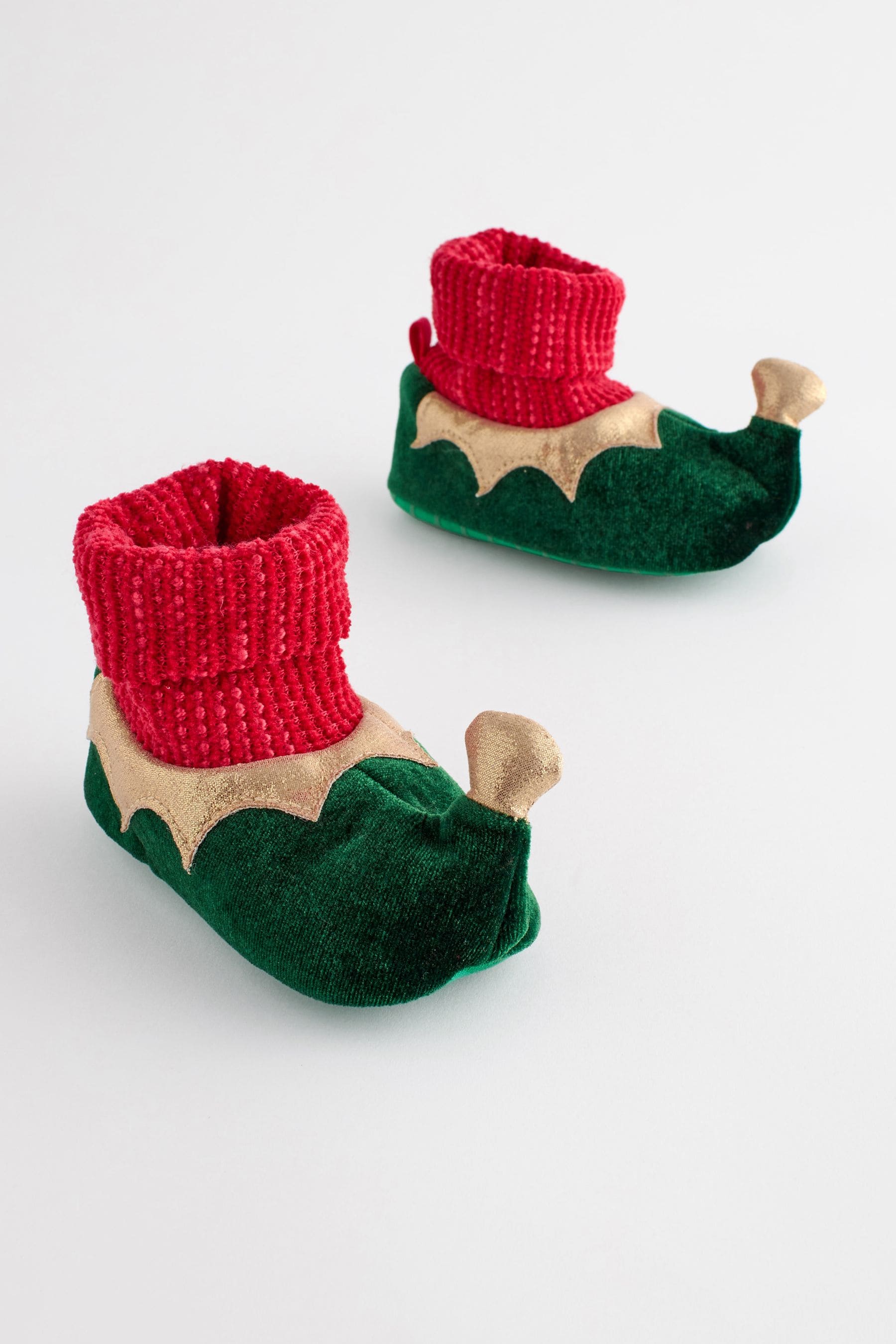 Green Christmas Elf Christmas Baby Pram Sock Slippers (0-2mths)