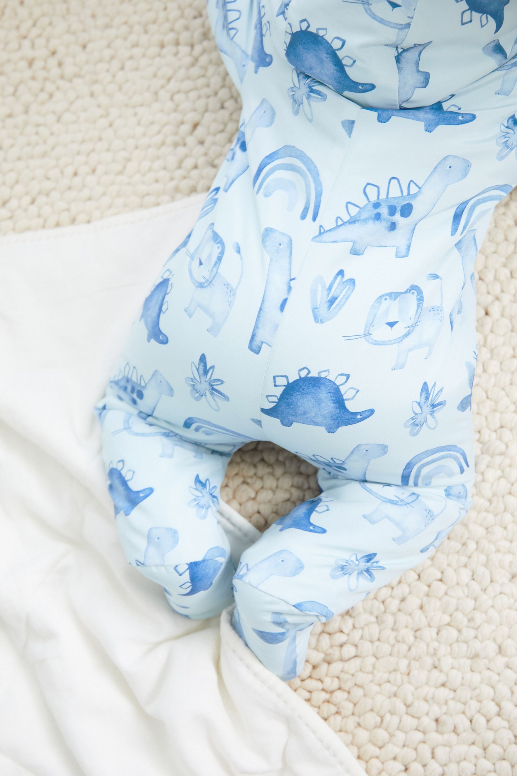 Blue Dinosaur Lightweight Baby All-In-One Pramsuit (0mths-2yrs)