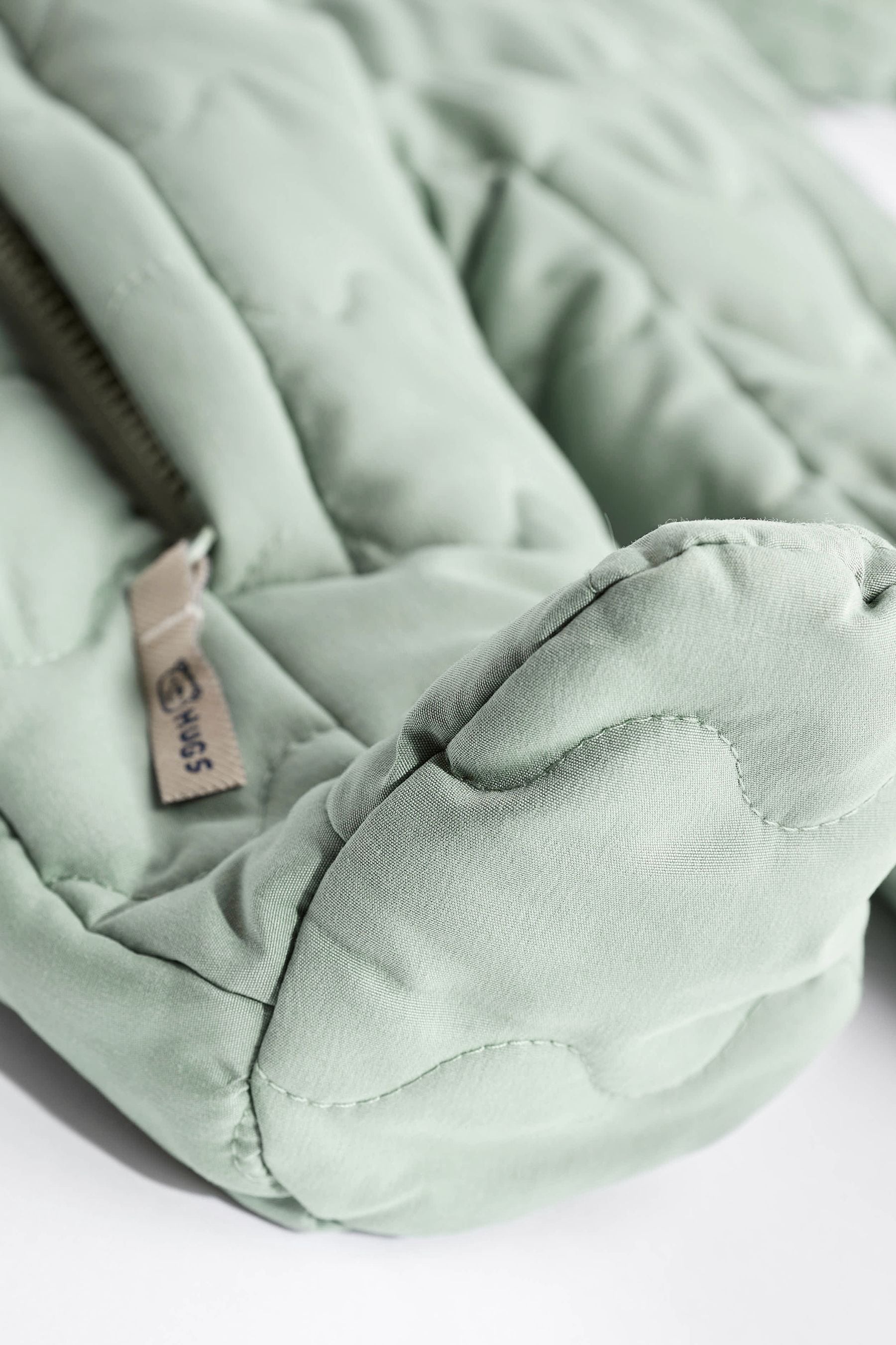 Sage Green Quilted Fleece Lined Baby All-In-One Pramsuit (0-18mths)