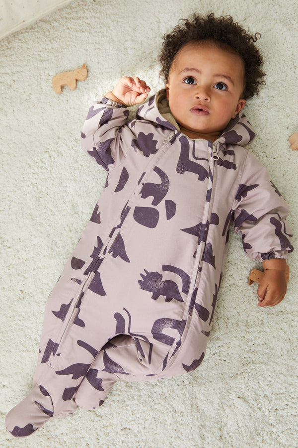 Monochrome Dinosaur Lightweight Baby All-In-One Pramsuit (0mths-2yrs)