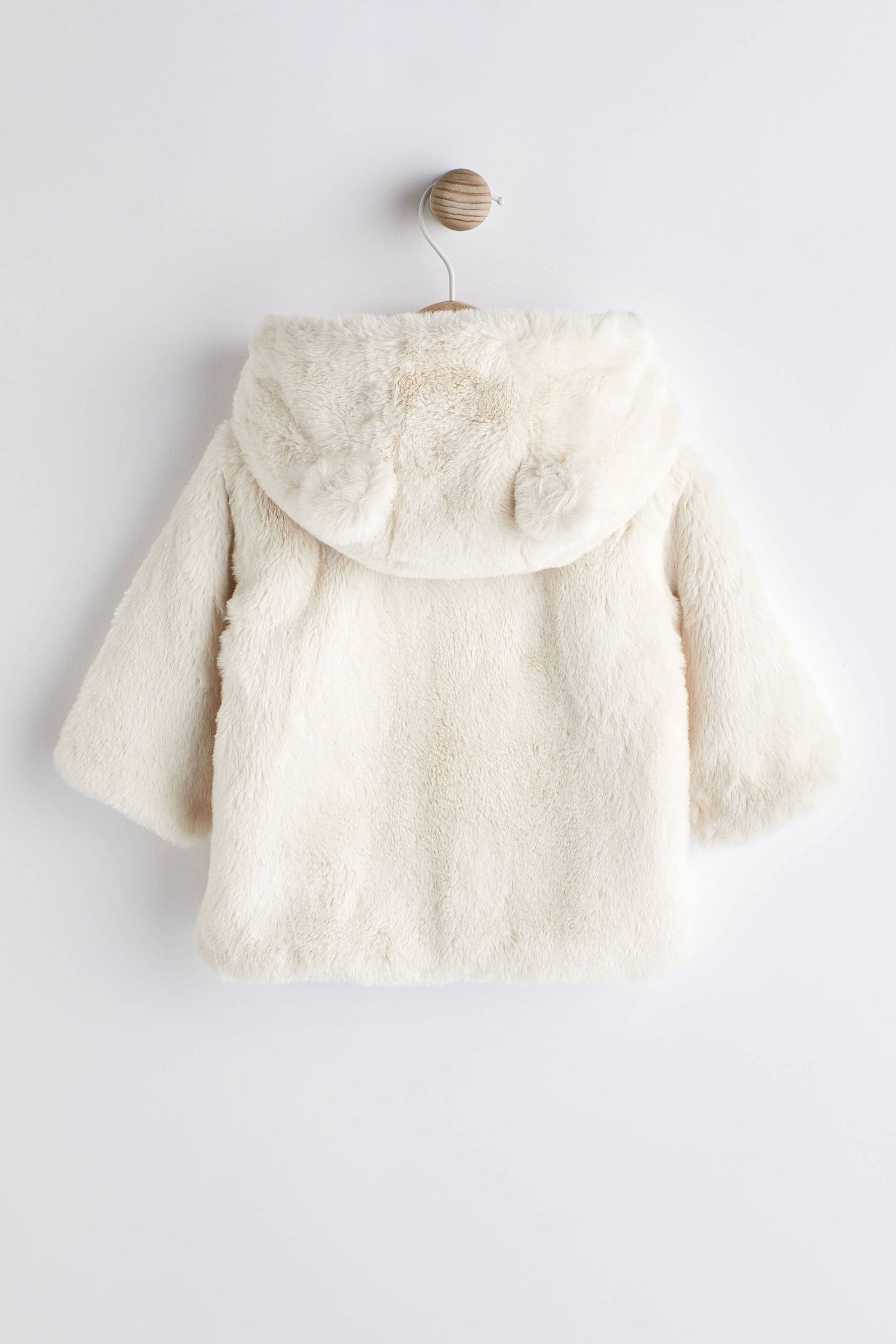 Ecru Cream Baby Hooded Ears Cosy Button-Up Jacket