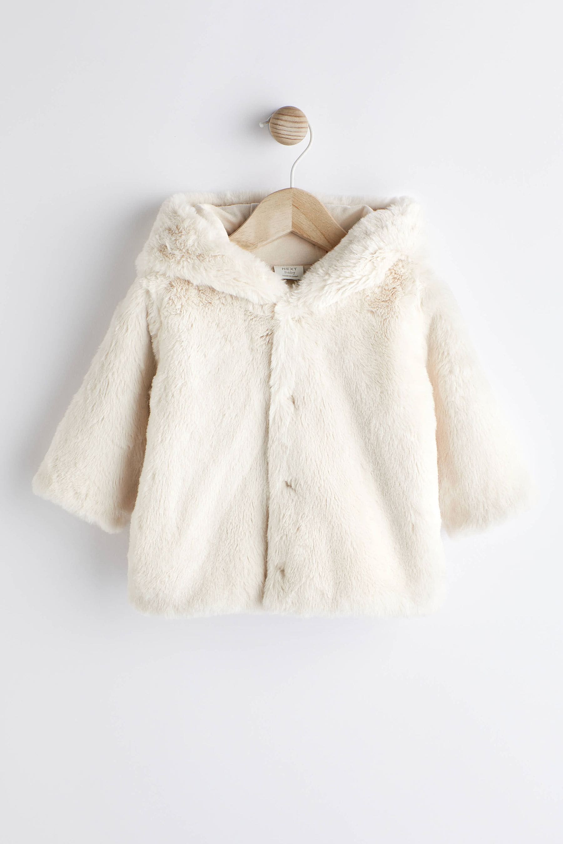 Ecru Cream Baby Hooded Ears Cosy Button-Up Jacket